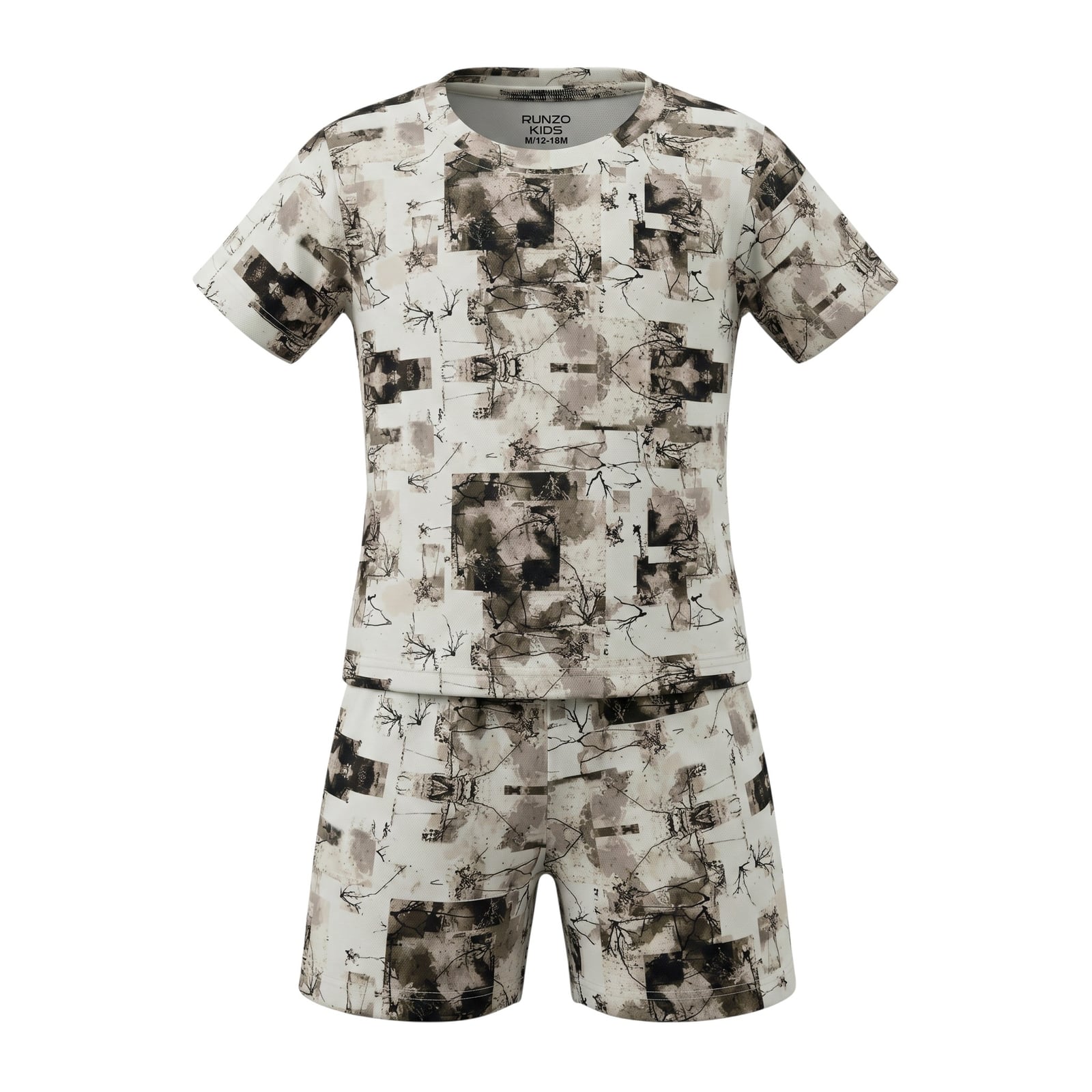 Kids Abstract Print T-Shirt & Shorts Co-Ord Set | Runzo Kids