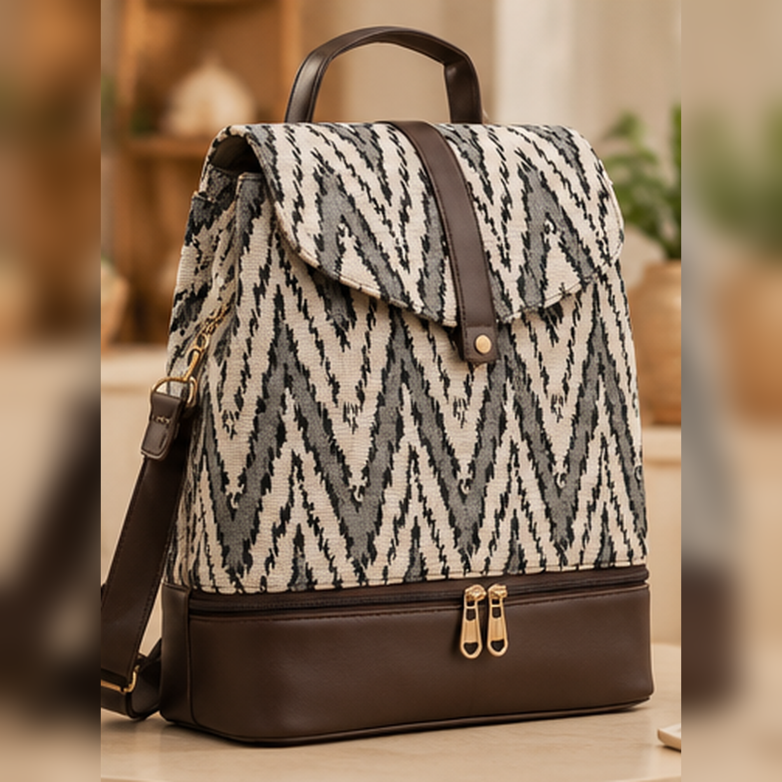 Boho Chic Printed Convertible Backpack | Stylish Travel Bag