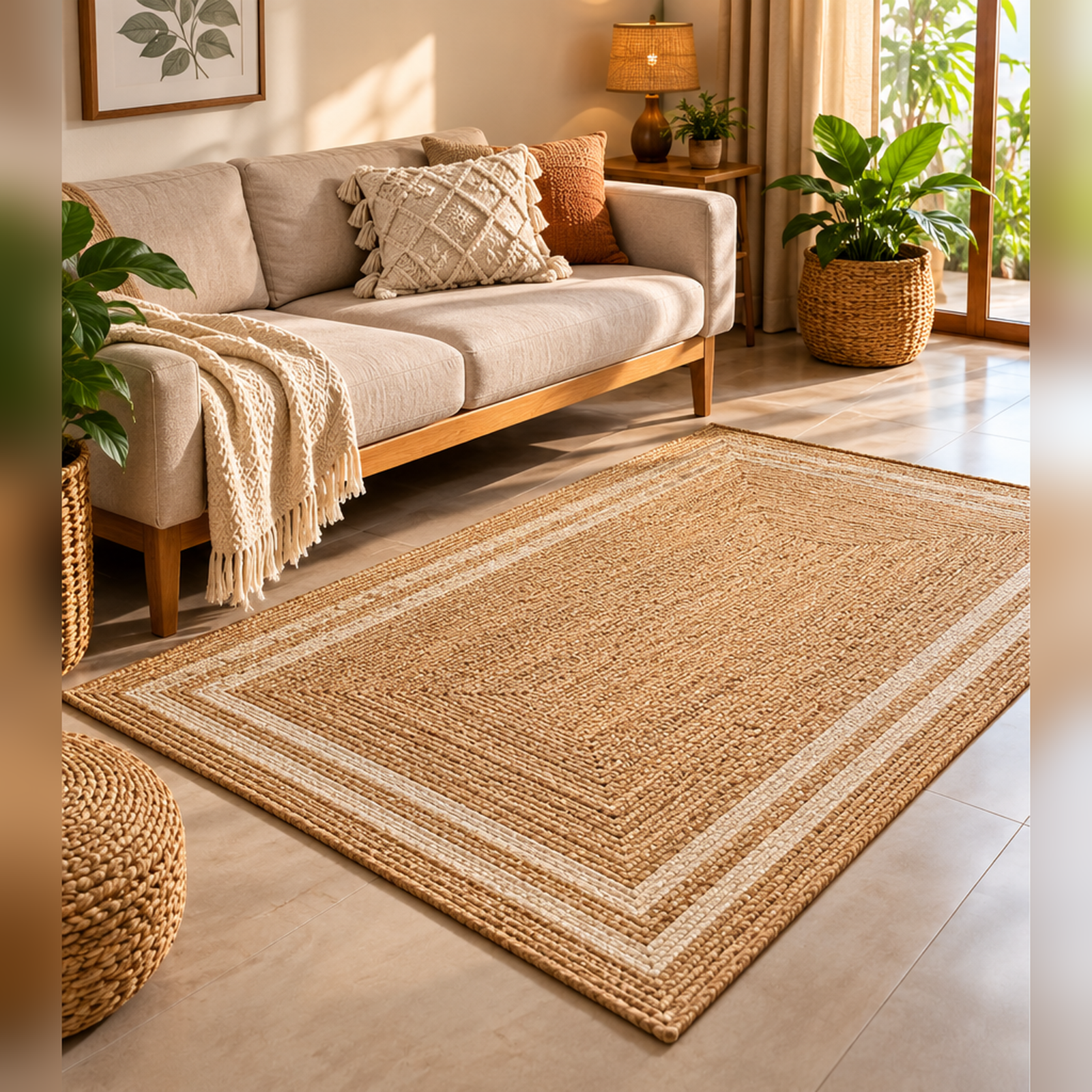 Natural Woven Jute Area Rug | Sustainable Floor Decor