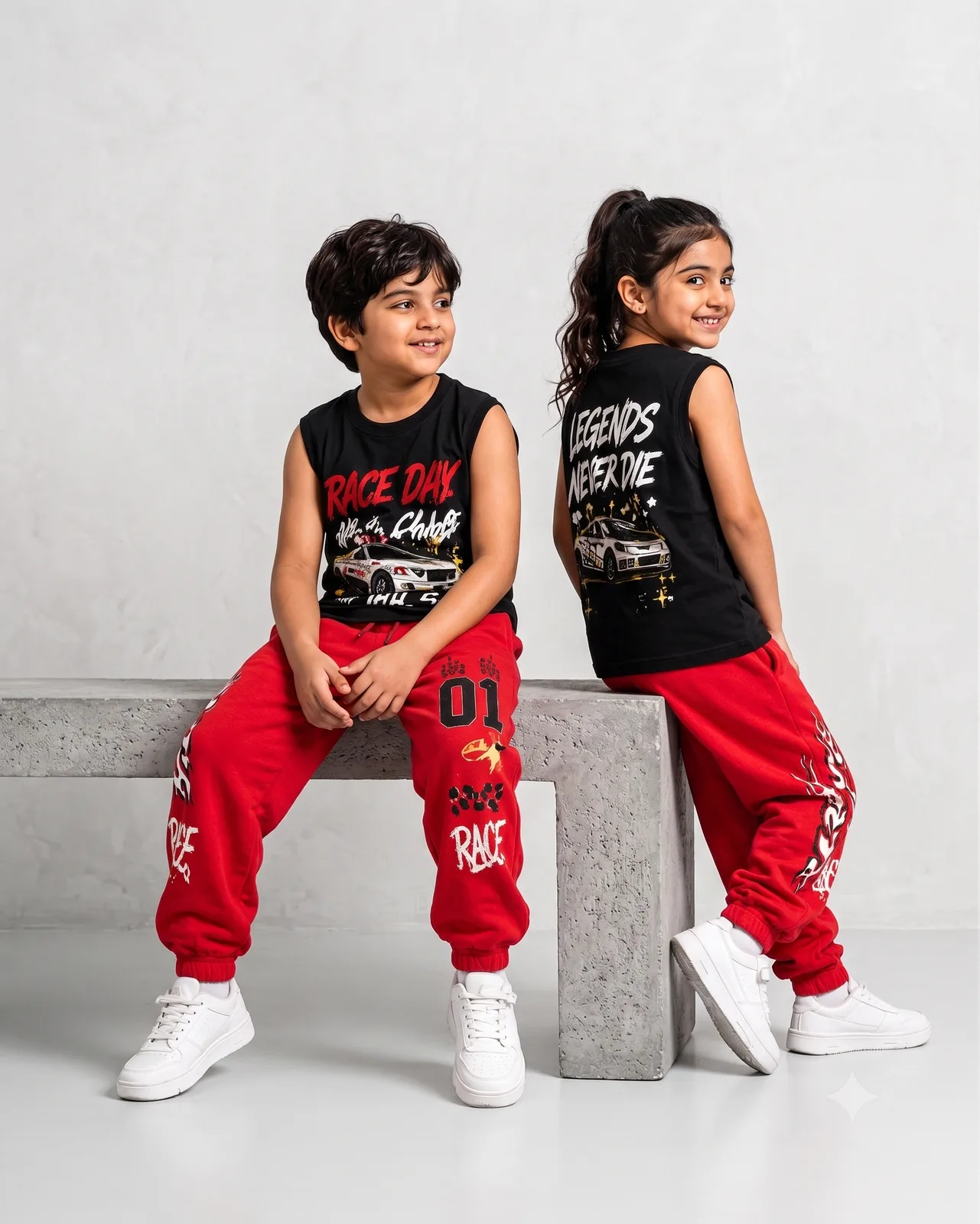 Kids Sleeveless T-Shirt & Track Pants Set — Dowhile Clothing