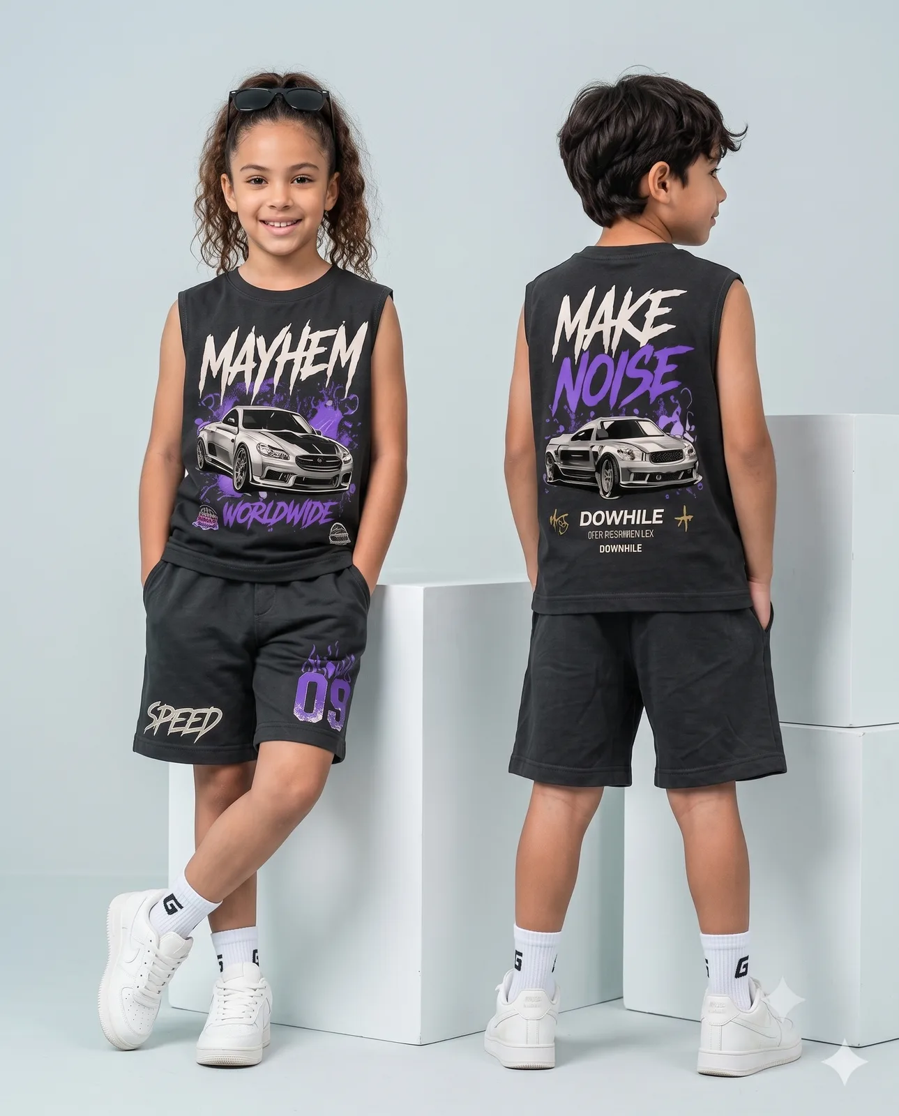 Mayhem Kids Sleeveless T-Shirt & Shorts Set — Dowhile Clothing