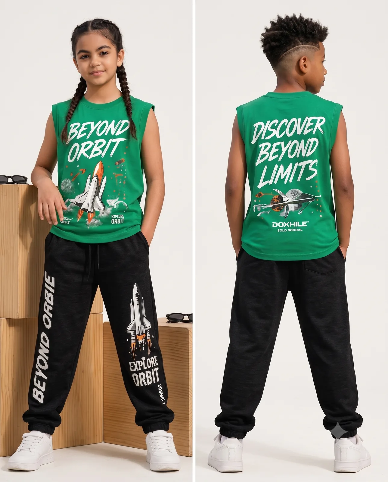 Beyond Orbit Kids Sleeveless T-Shirt & Track Pants Set — Dowhile Clothing