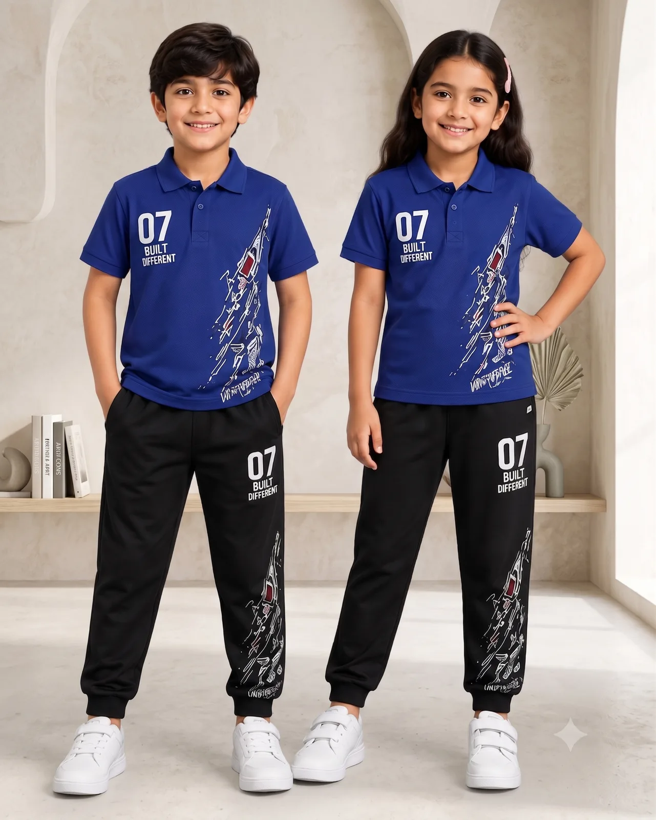Built Different Kids Polo T-Shirt & Track Pants Set — Dowhile Clothing