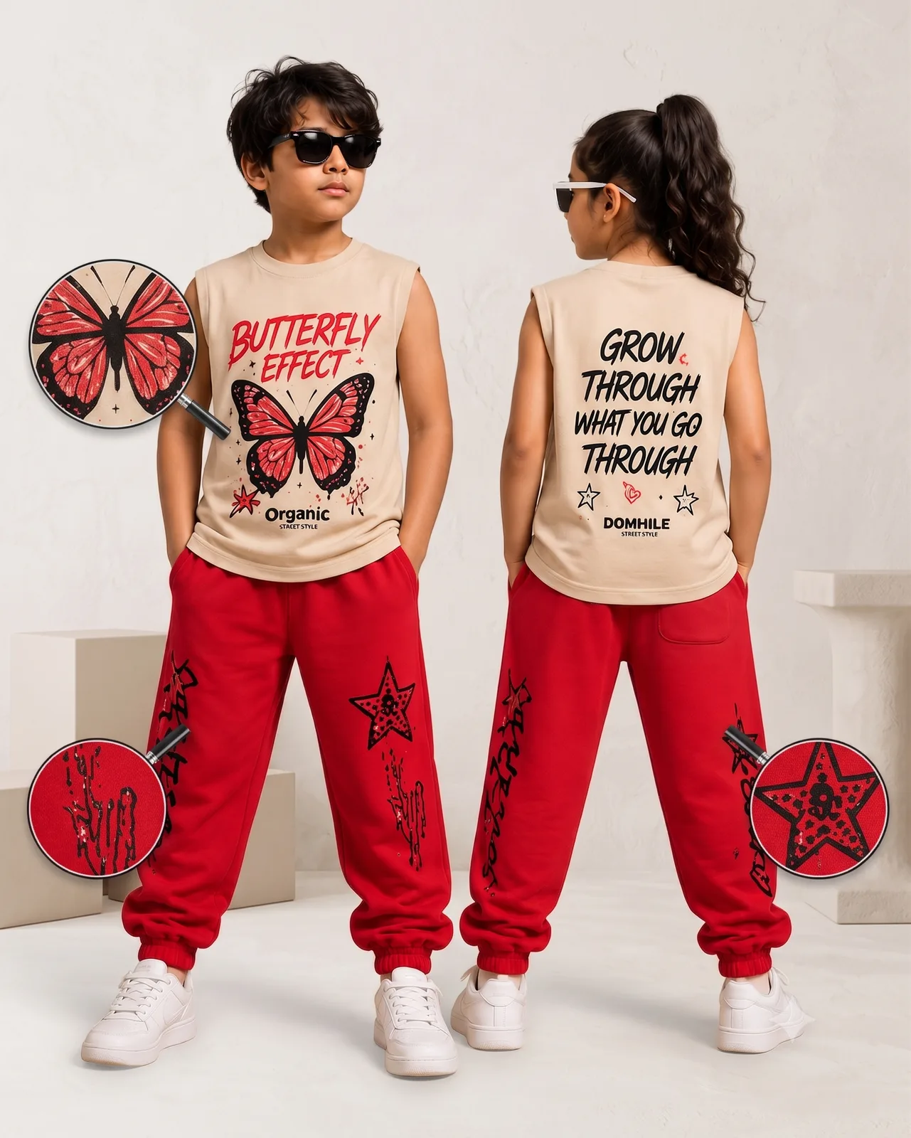 Butterfly Effect Kids Sleeveless T-Shirt & Track Pants Set — Dowhile Clothing