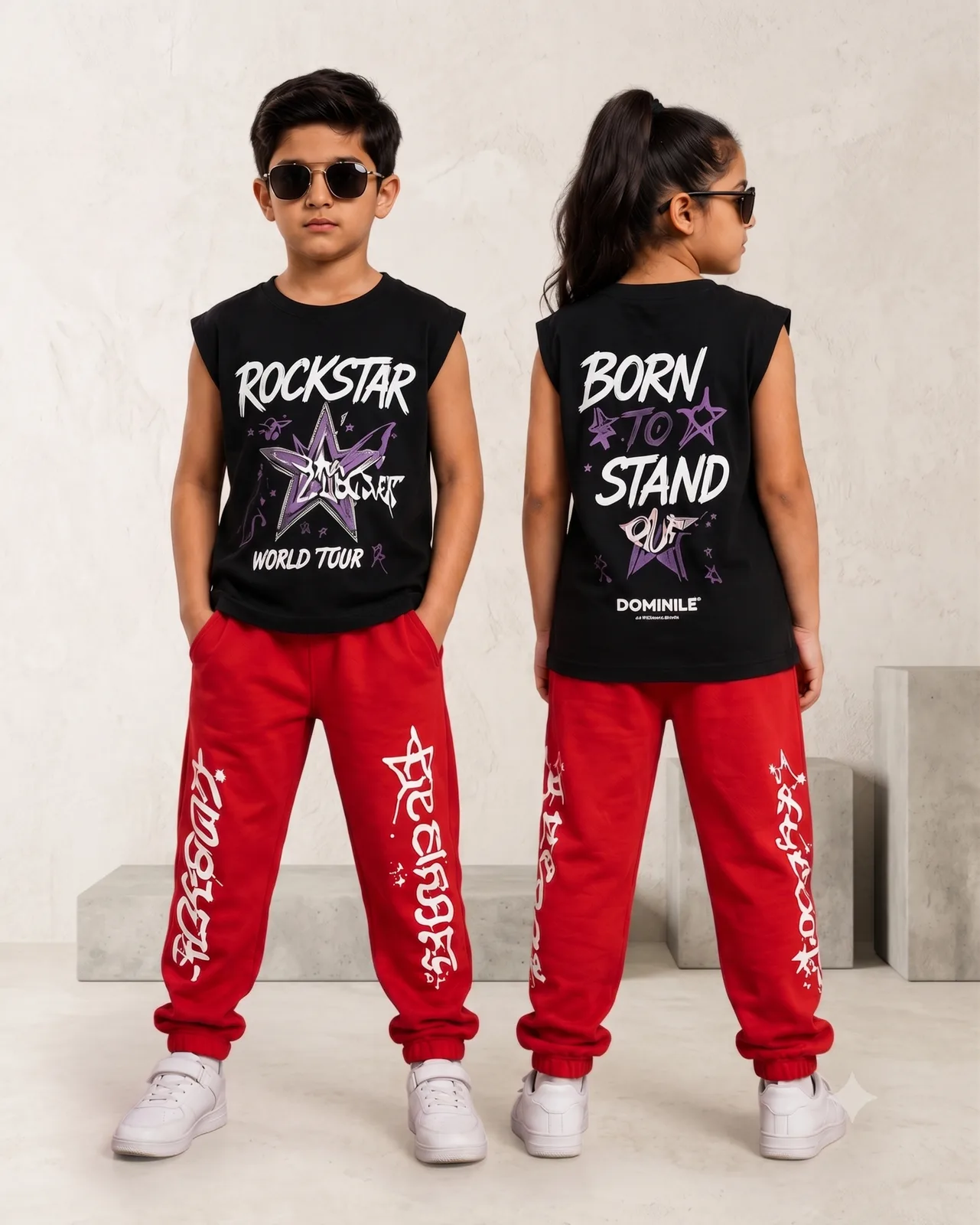 Rockstar Kids Sleeveless T-Shirt & Track Pants Set — Dowhile Clothing
