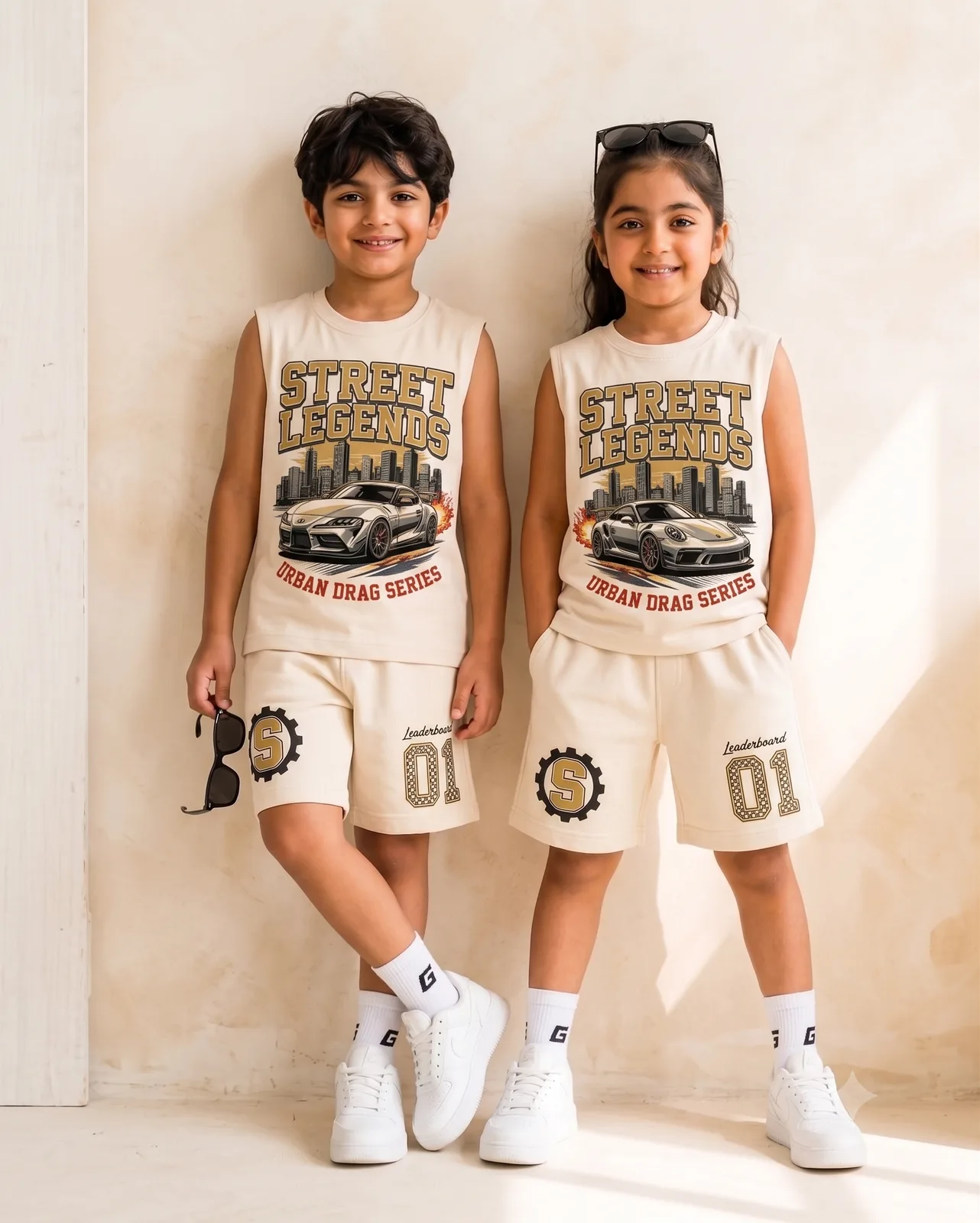 Street Legends Sleeveless T-Shirt & Shorts Co-Ord Set for Kids — Dowhile Clothing