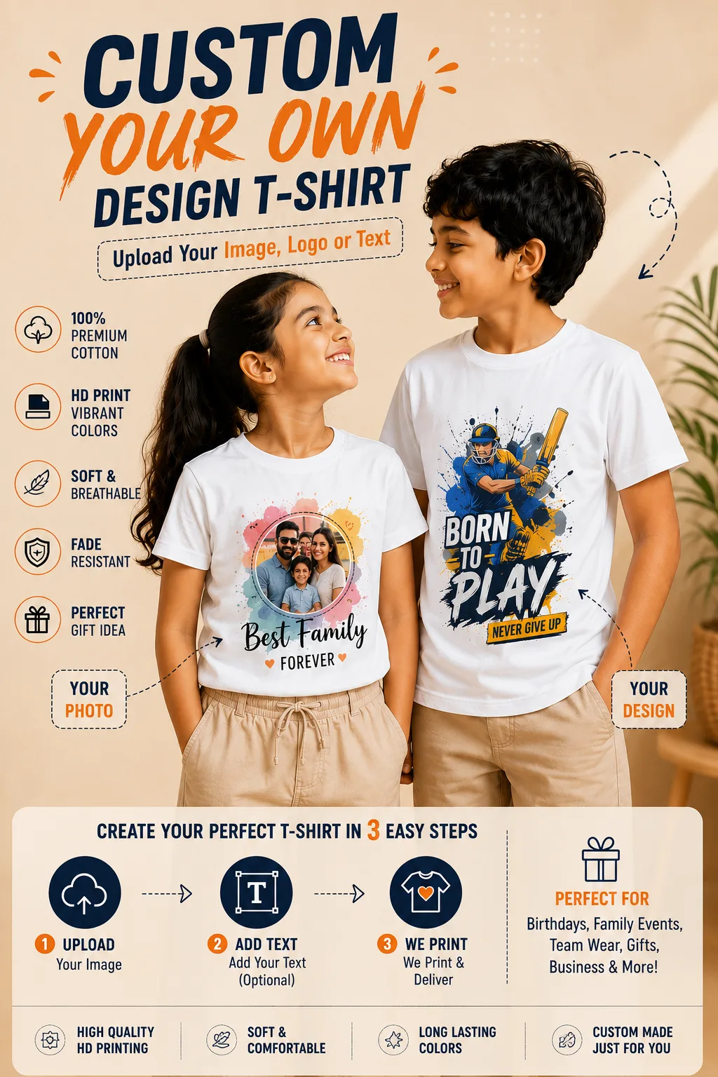 Personalized Graphic T-Shirt | Custom Name, Photo & Text Print — Dowhile Clothing
