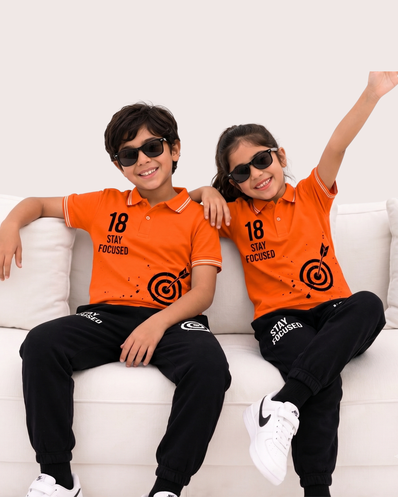 Stay Focused Kids Polo T-Shirt & Track Pants Set — Dowhile Clothing