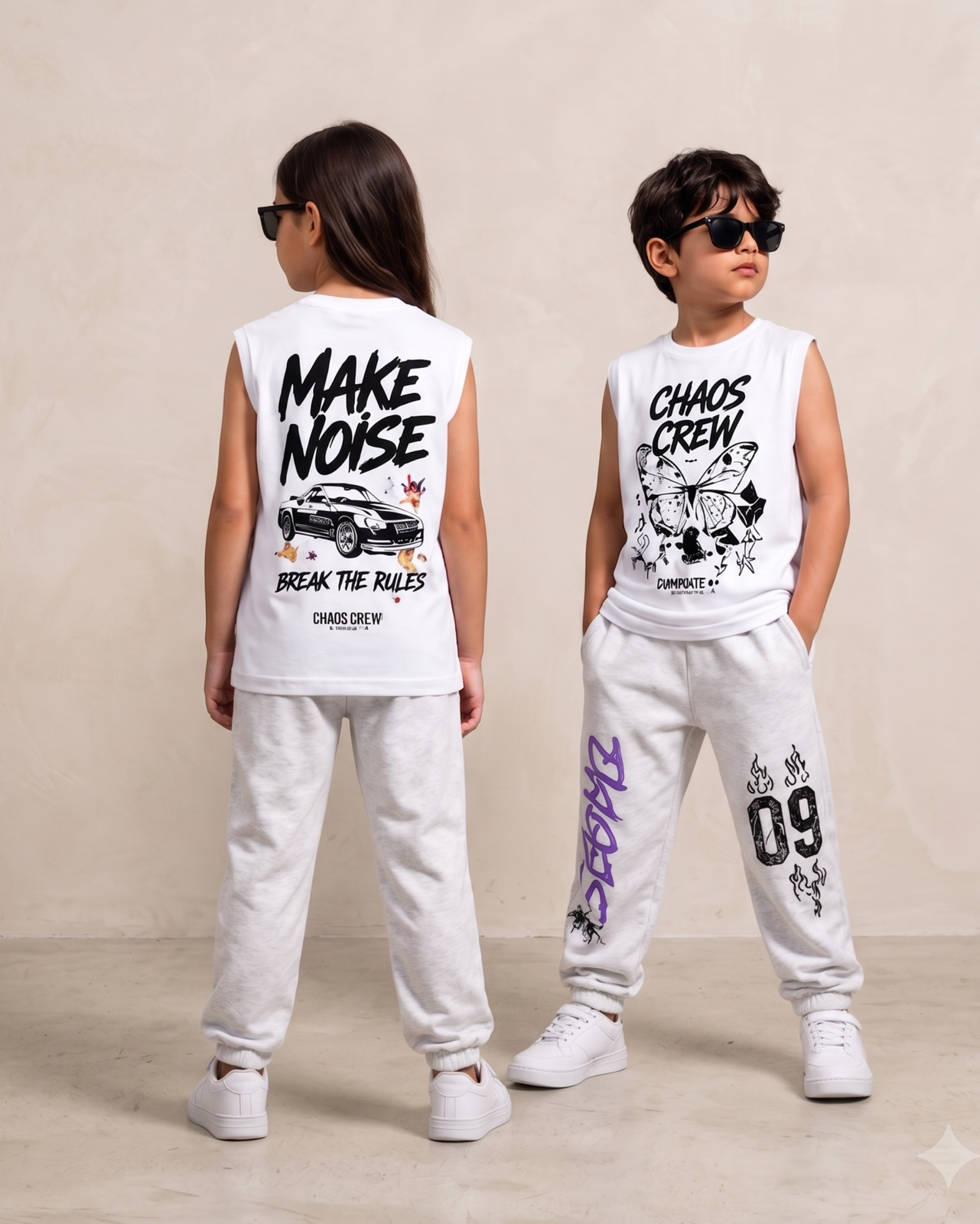 Chaos Crew Kids Sleeveless T-Shirt & Track Pants Set — Dowhile Clothing