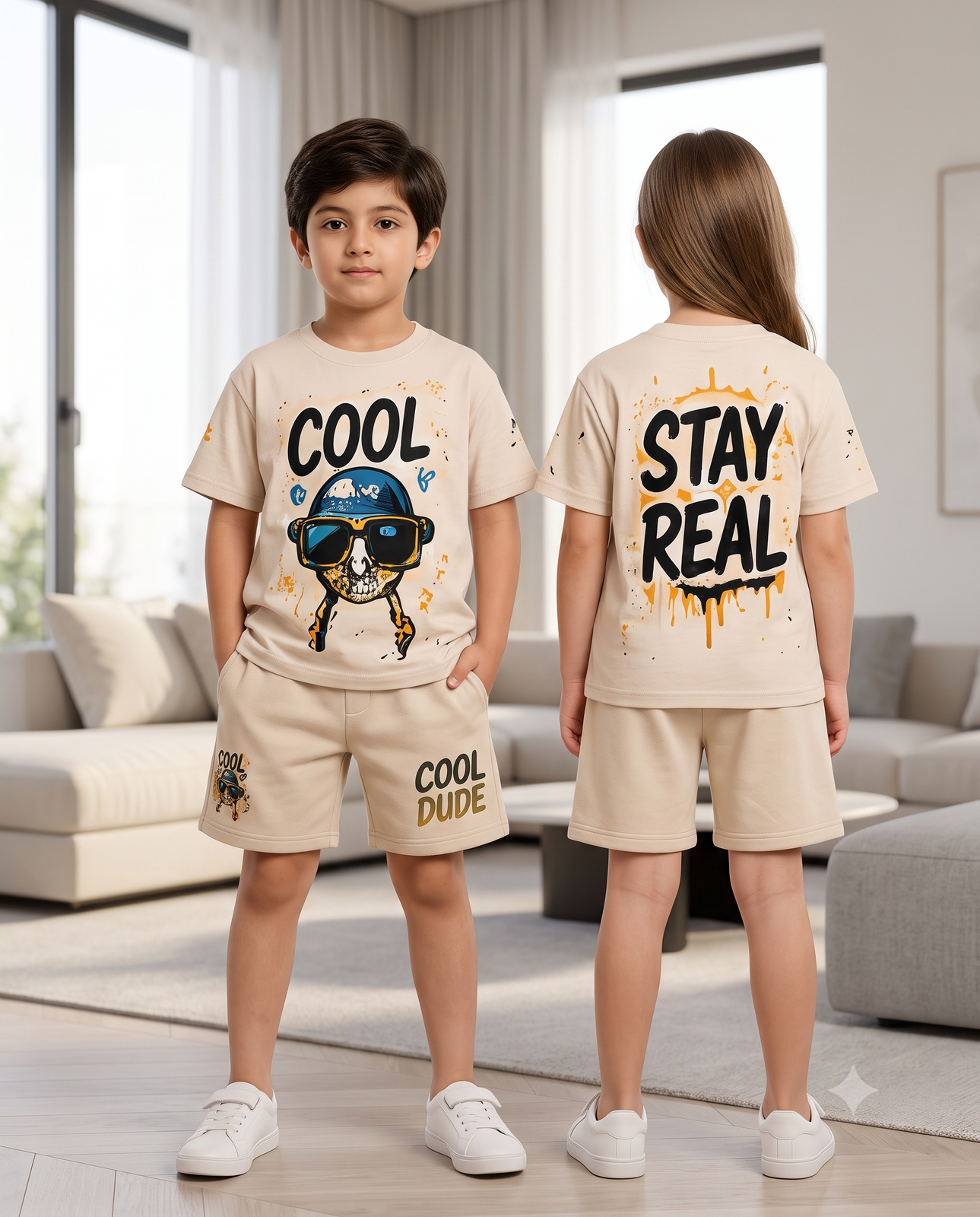 Kids Cool Dude Graphic Tee and Shorts Set | Casual Wear