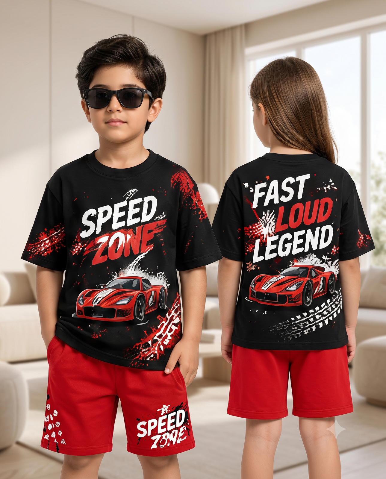 Kids Speed Zone Graphic Tee and Shorts Set | Activewear