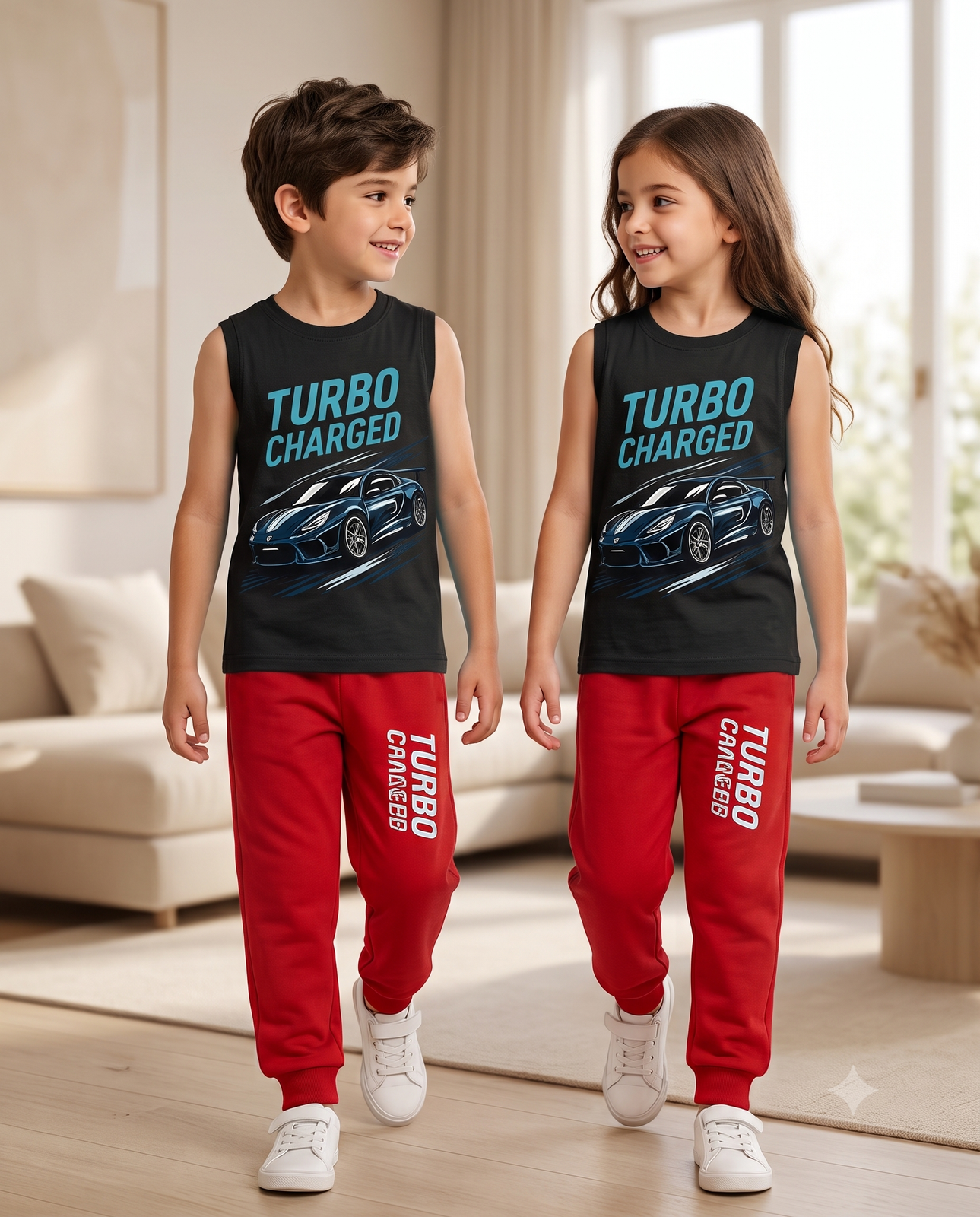 Unisex Kids Sleeveless T-Shirt & Track Pant Co-ord Set — Dowhile Clothing