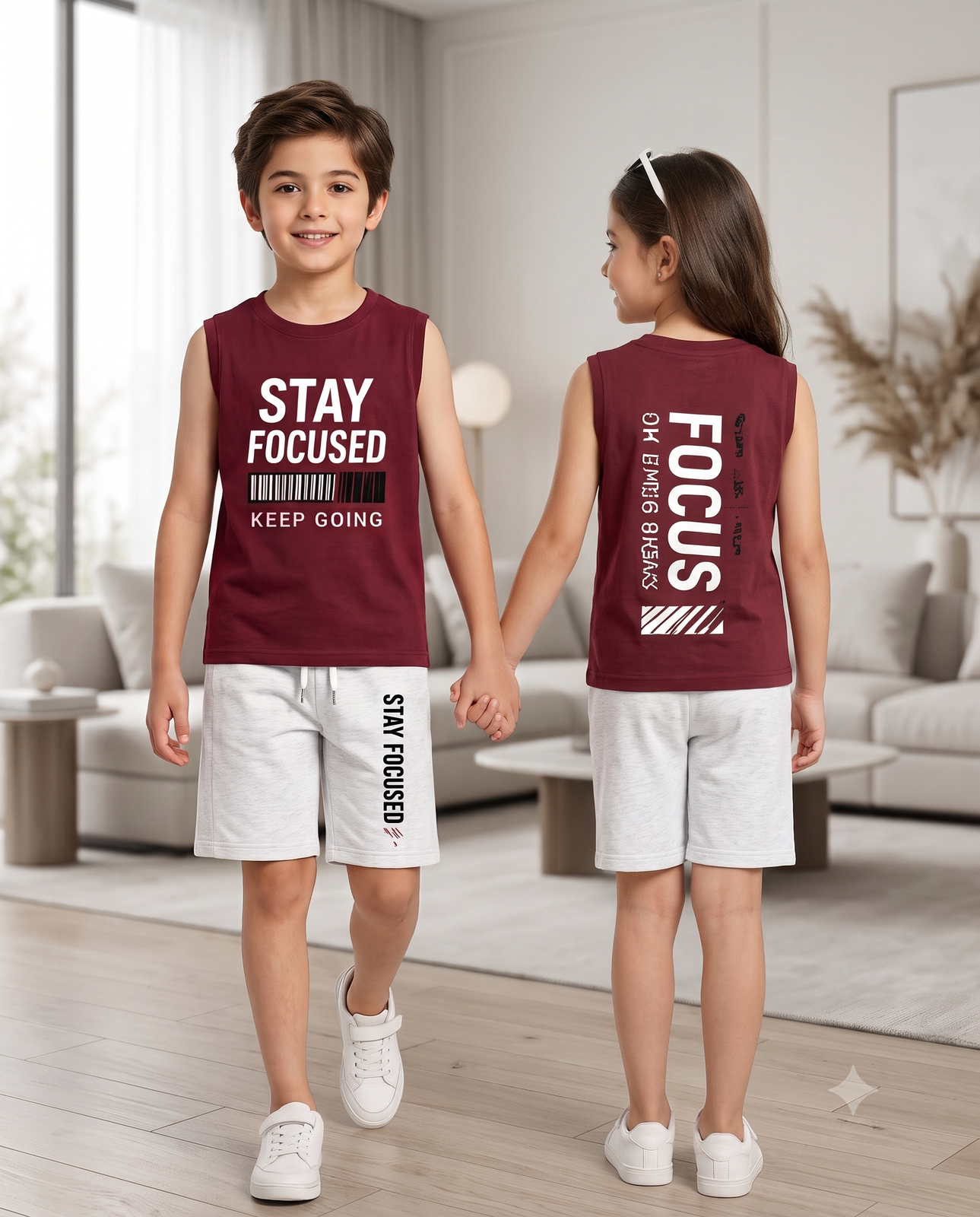 Kids Stay Focused Sleeveless Outfit Set