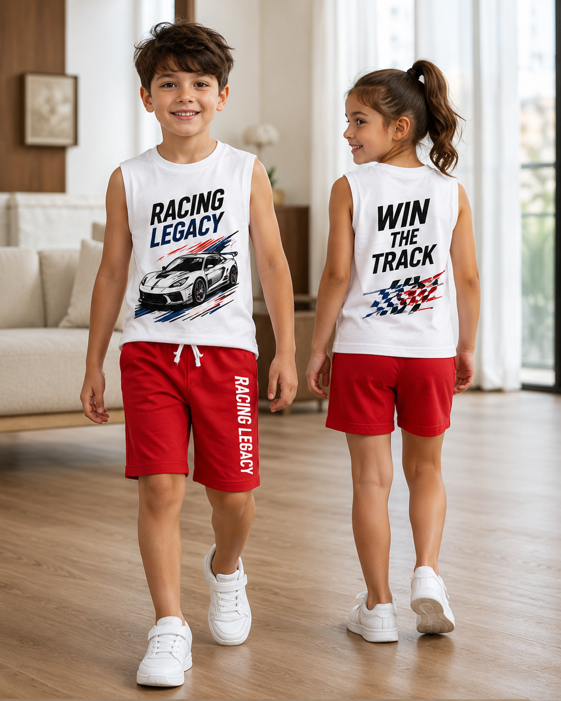 Kids Racing Legacy Sleeveless Tank and Shorts Set