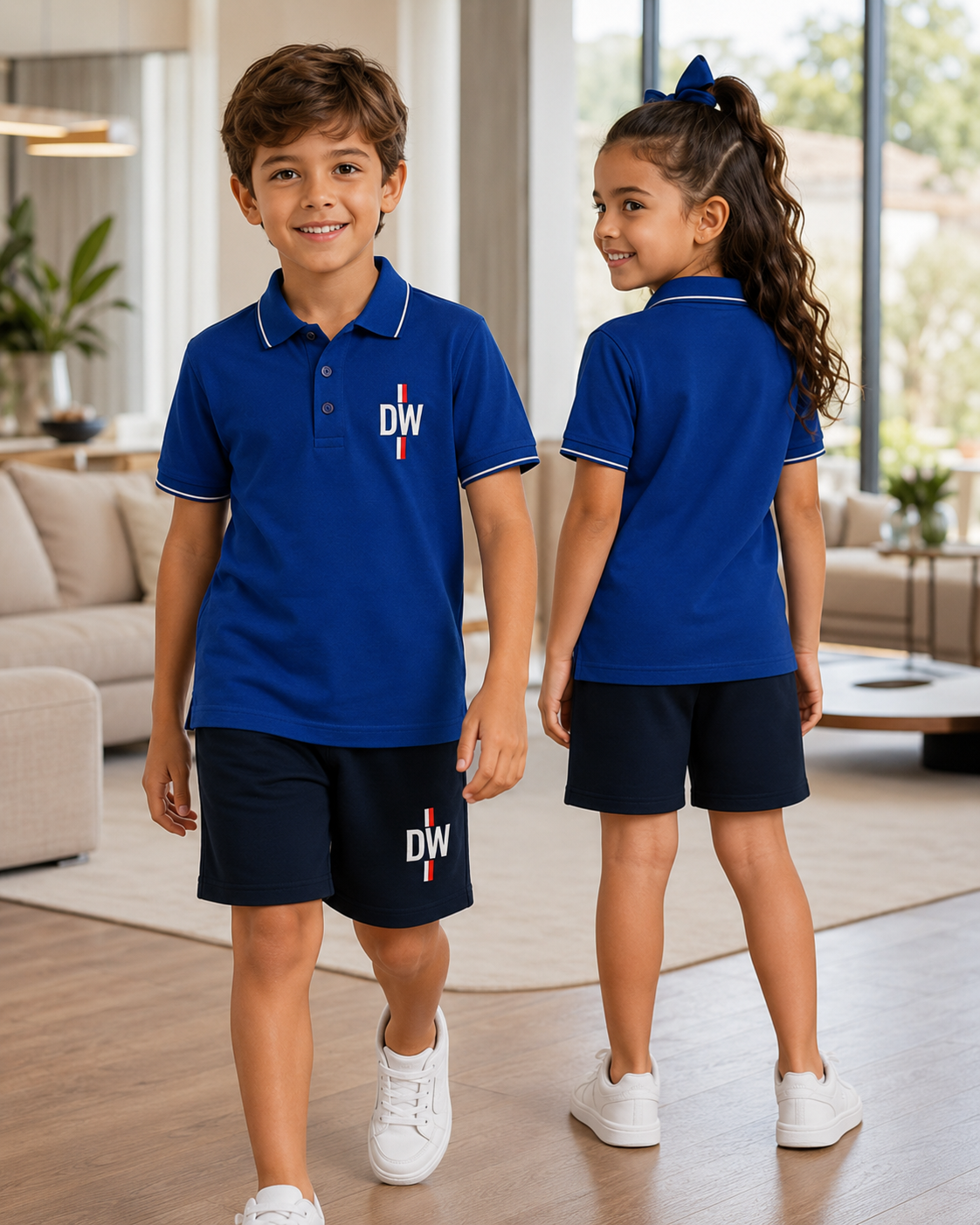 Kids Royal Blue Polo & Navy Shorts Set | Comfortable Playwear