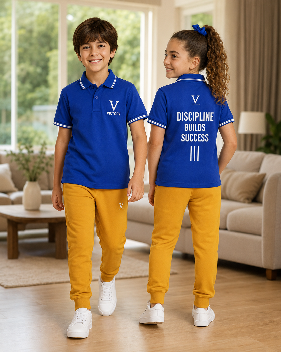 Kids Royal Blue & Mustard Polo Set | Victory Apparel