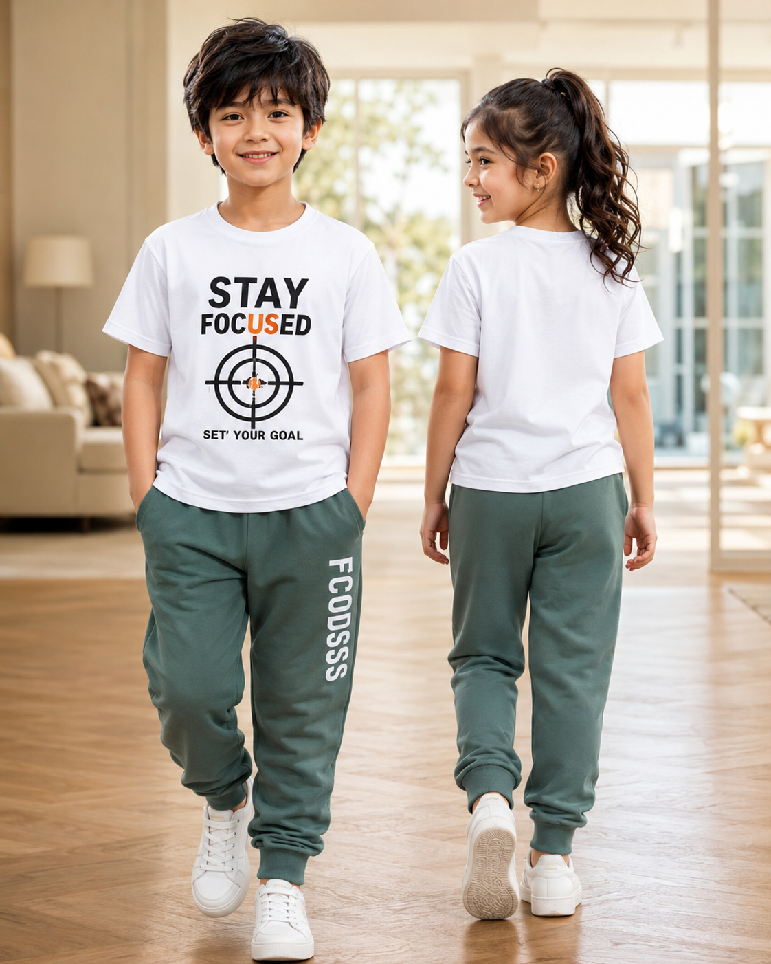 Unisex Kids Half Sleeve T-Shirt & Track Pant Co-ord Set — Dowhile Clothing