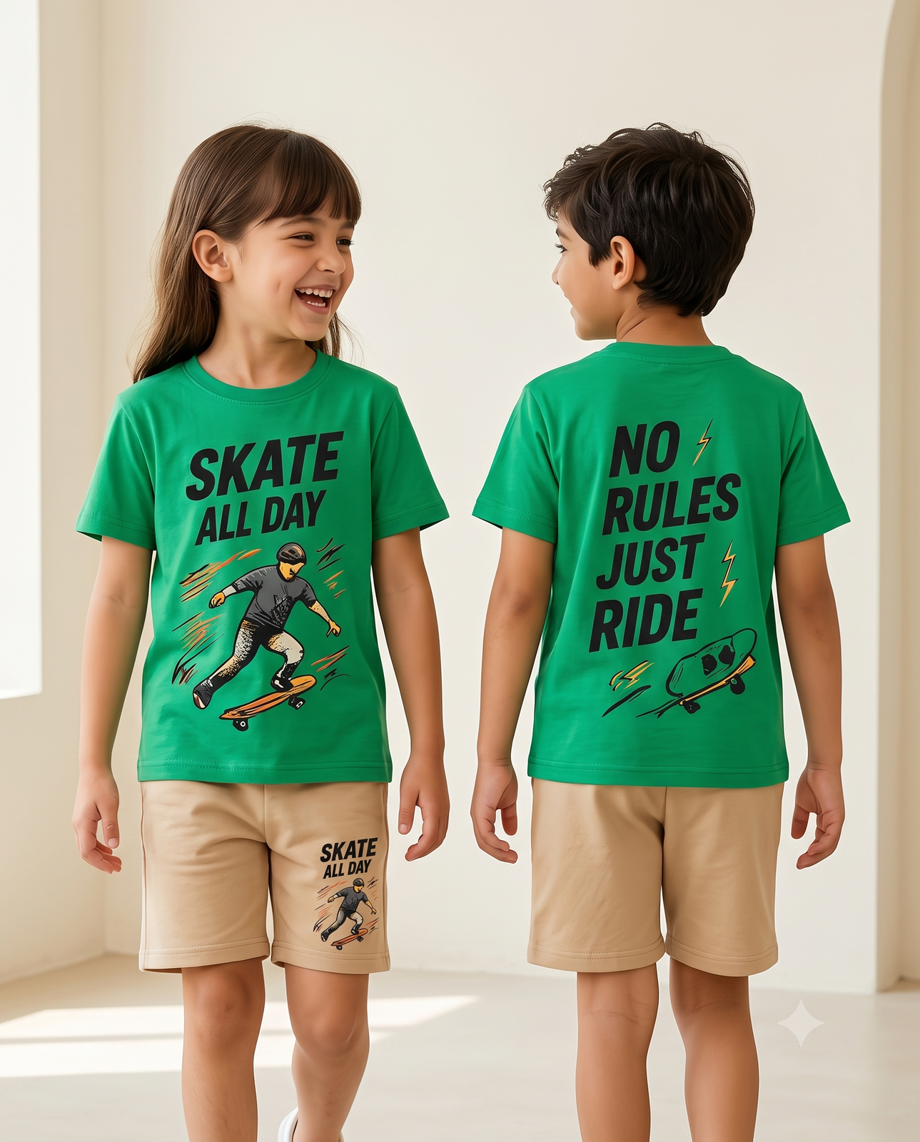 Kids Green Skate Graphic Co-Ord Set | Activewear