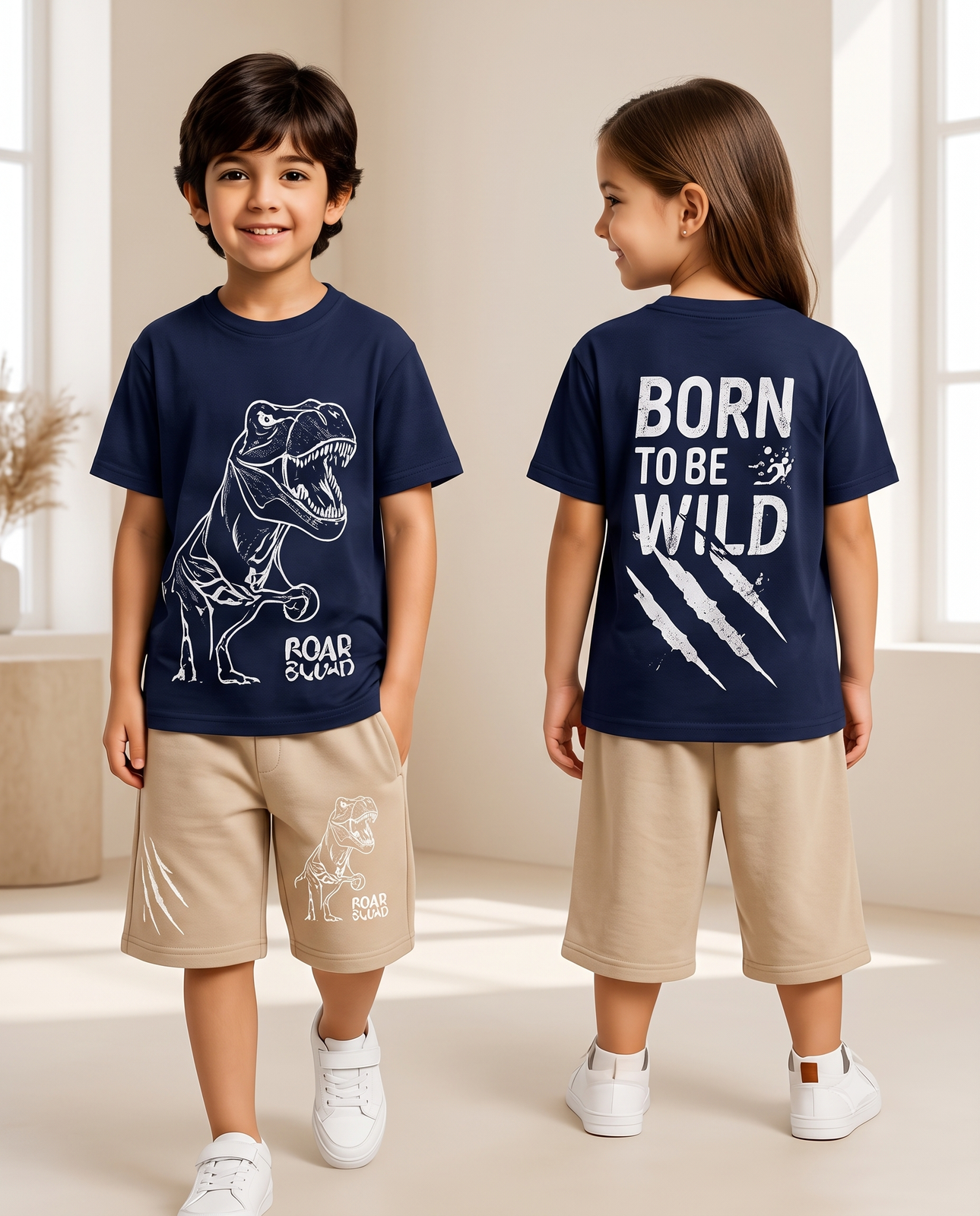 Kids Dinosaur Print Navy Co-Ord Set | Cute Children's Apparel
