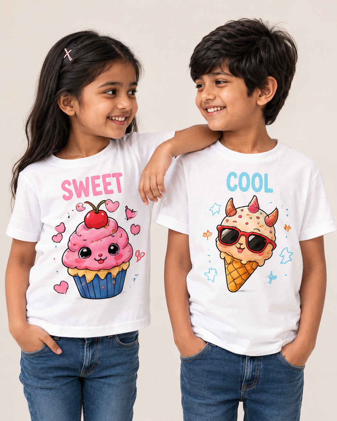 Sweet & Cool Sibling Matching Graphic T-Shirts