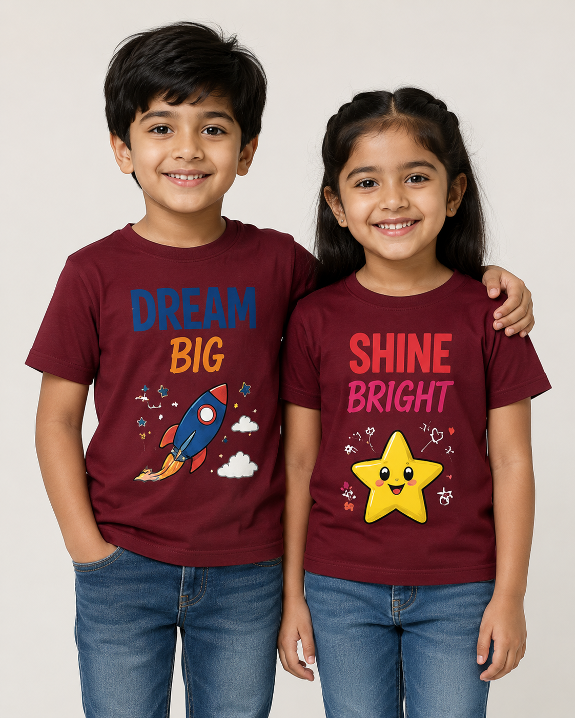 Dream Big Shine Bright Matching Sibling T-Shirts