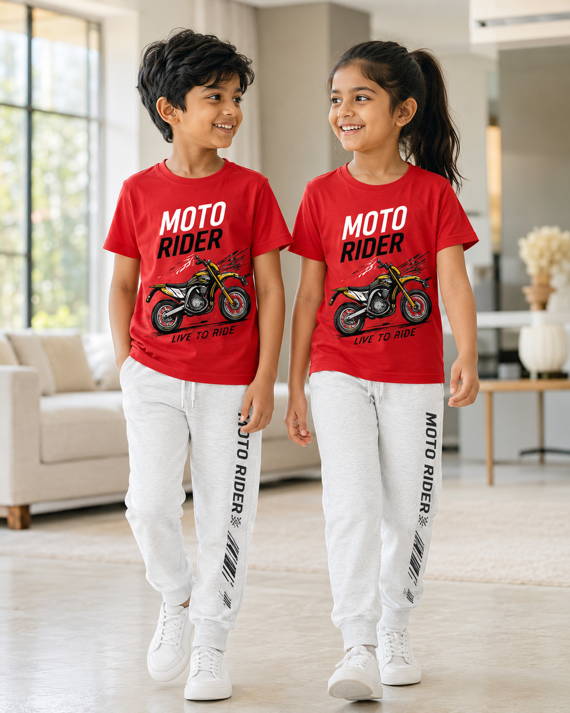Kids Moto Rider Red Track Set | Casual Wear for Boys & Girls