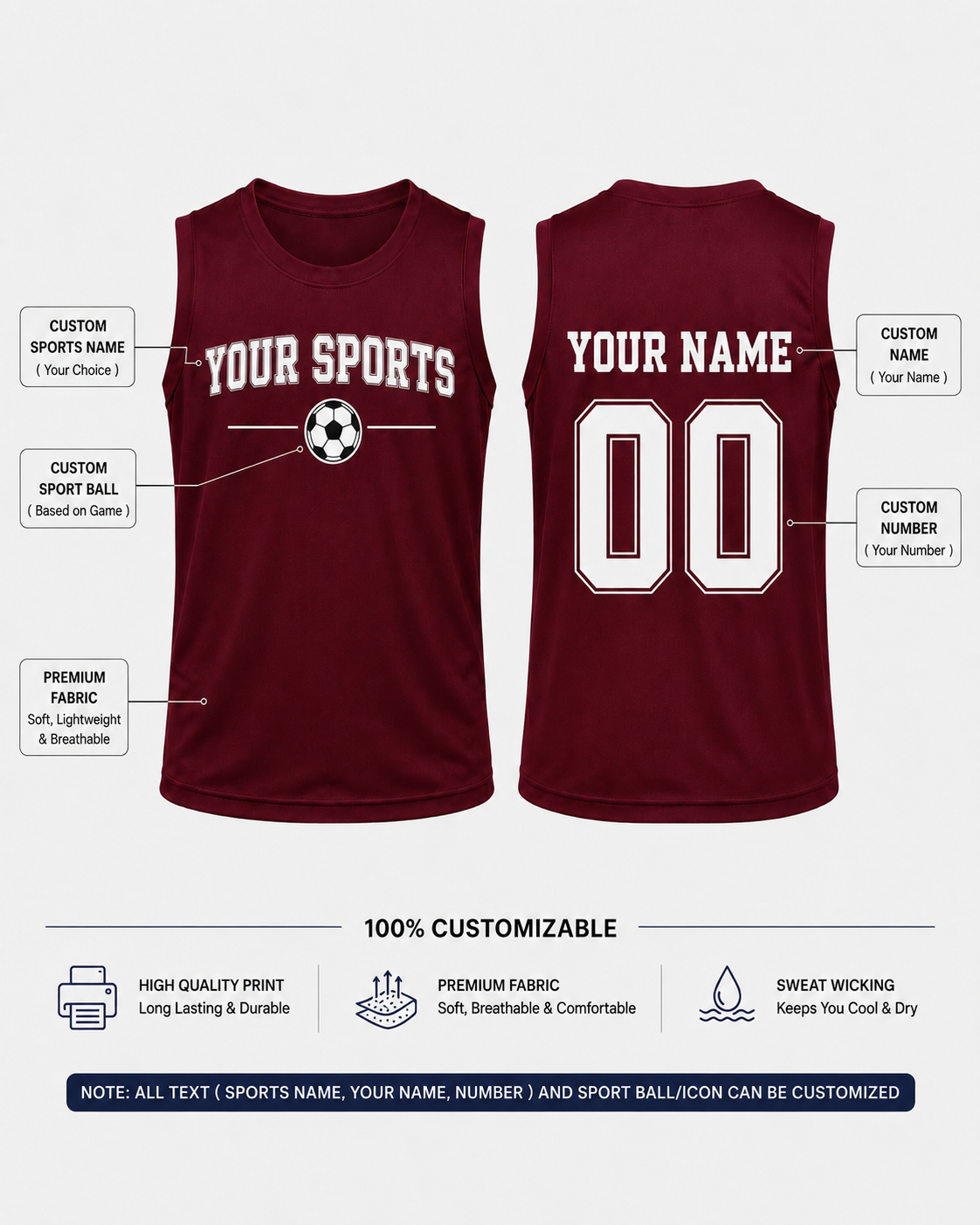 Custom Athletic Tank Top | Personalized Sports Jersey