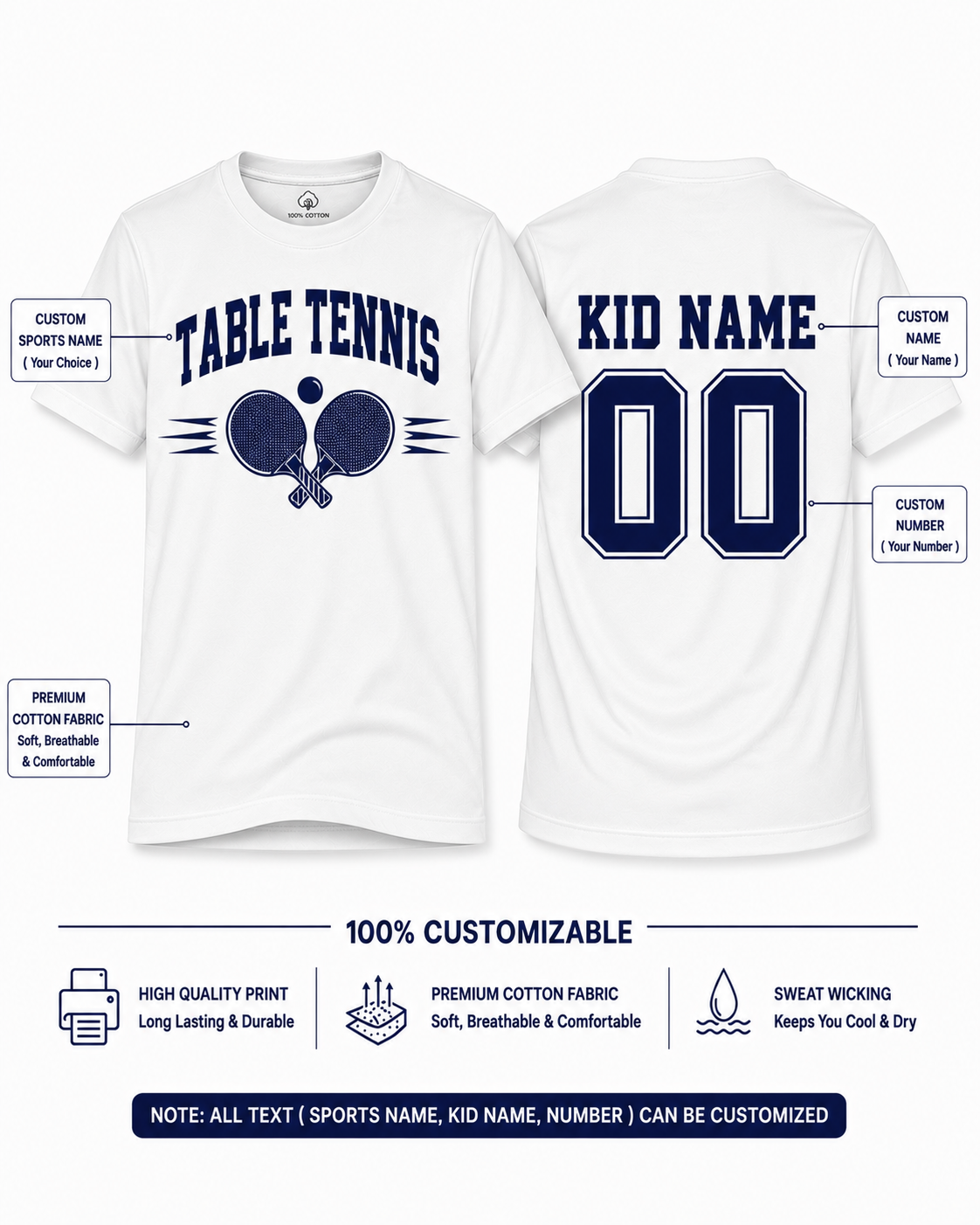 Custom Table Tennis T-Shirt | Personalized Sports Tee