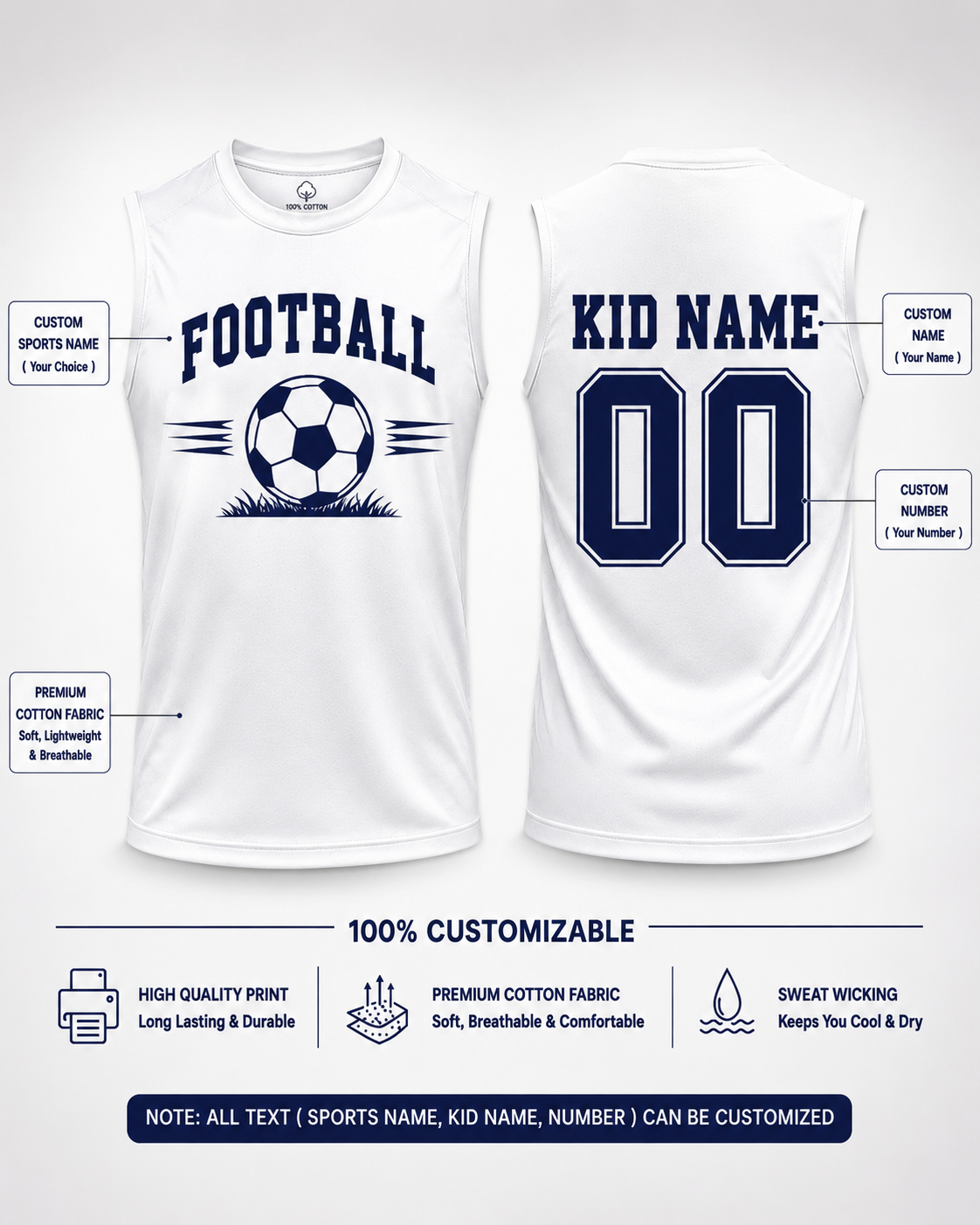 Custom Football Tank Top - Personalized Name & Number