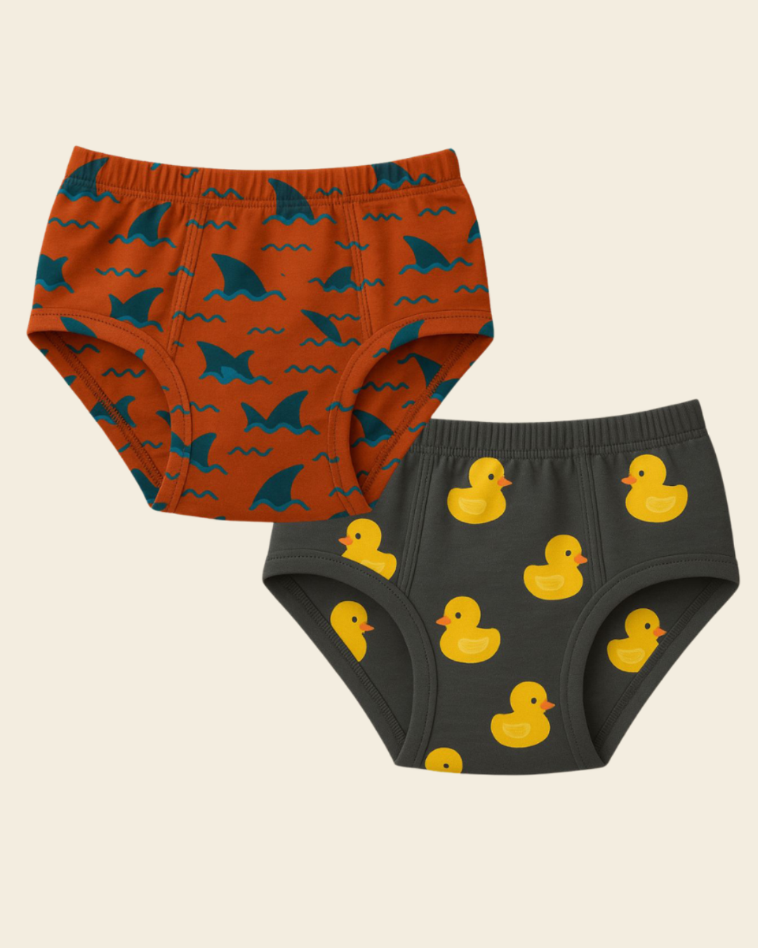 Kids Printed Cotton Briefs Pack of 2 | Shark & Duck Print — Dowhile Clothing
