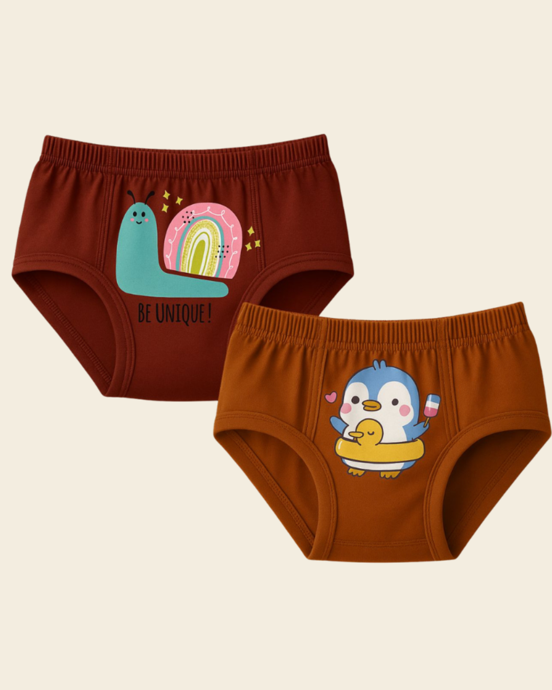 Printed Cotton Briefs Pack of 2 | Snail & Penguin Print — Dowhile Clothing