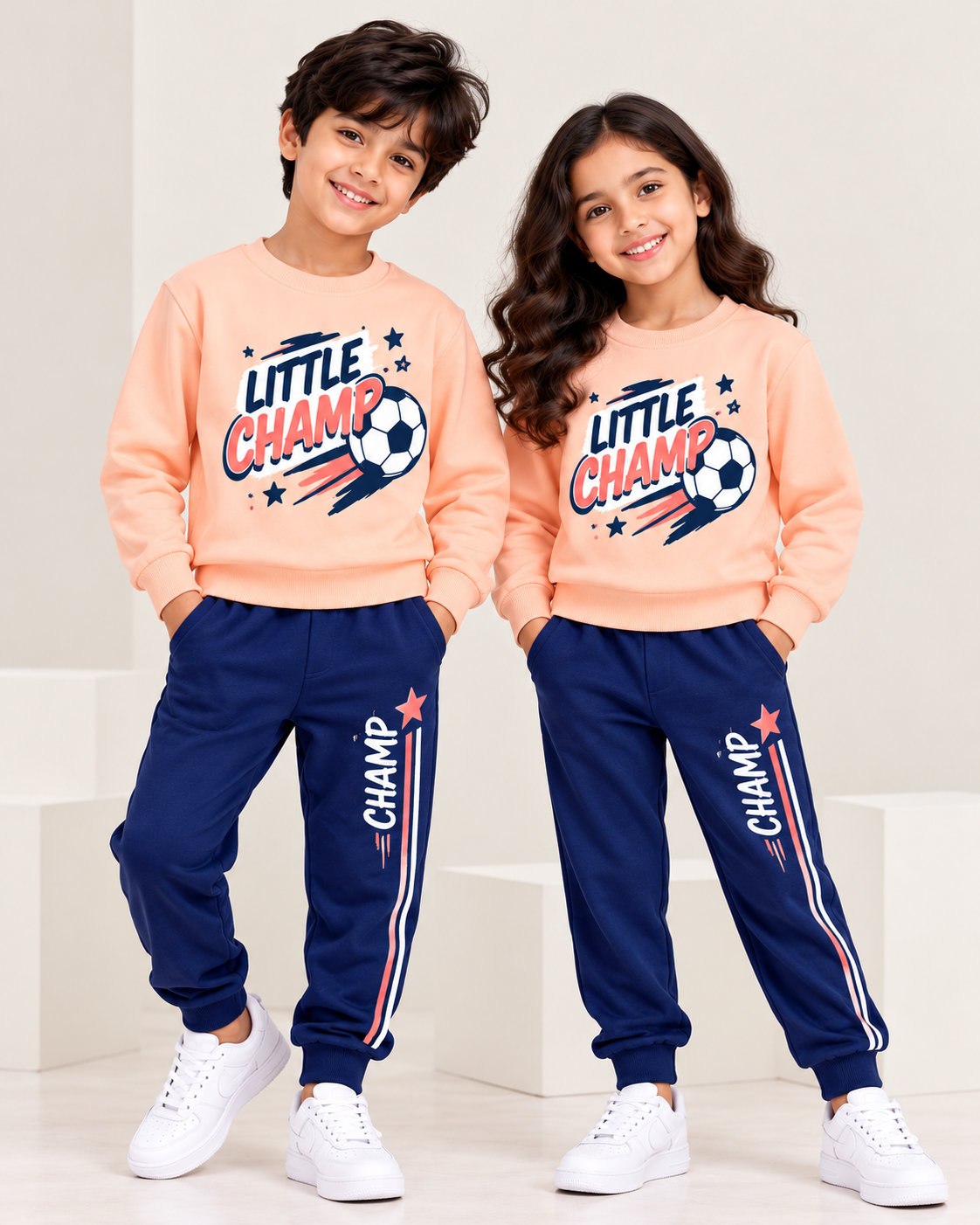 Kids Peach Sweatshirt and Jogger Set | Little Champ