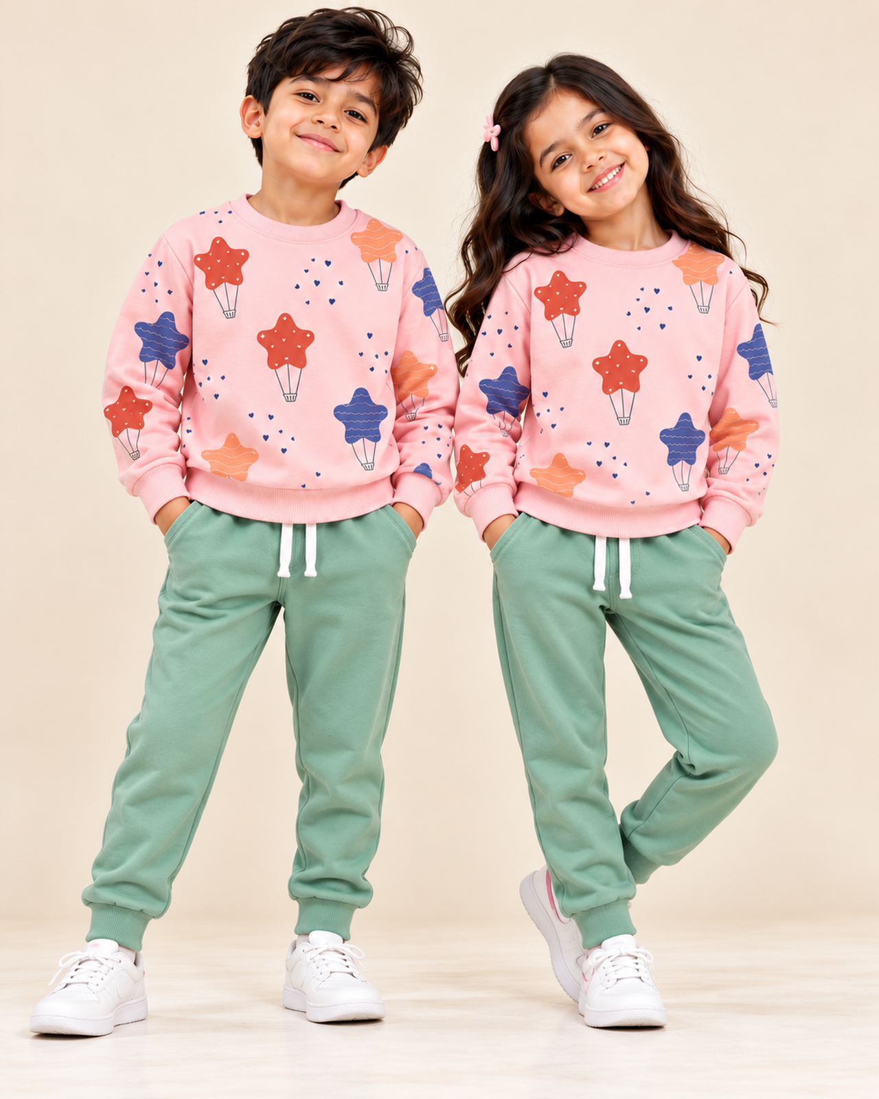 Kids Star Balloon Print Sweatshirt and Jogger Set