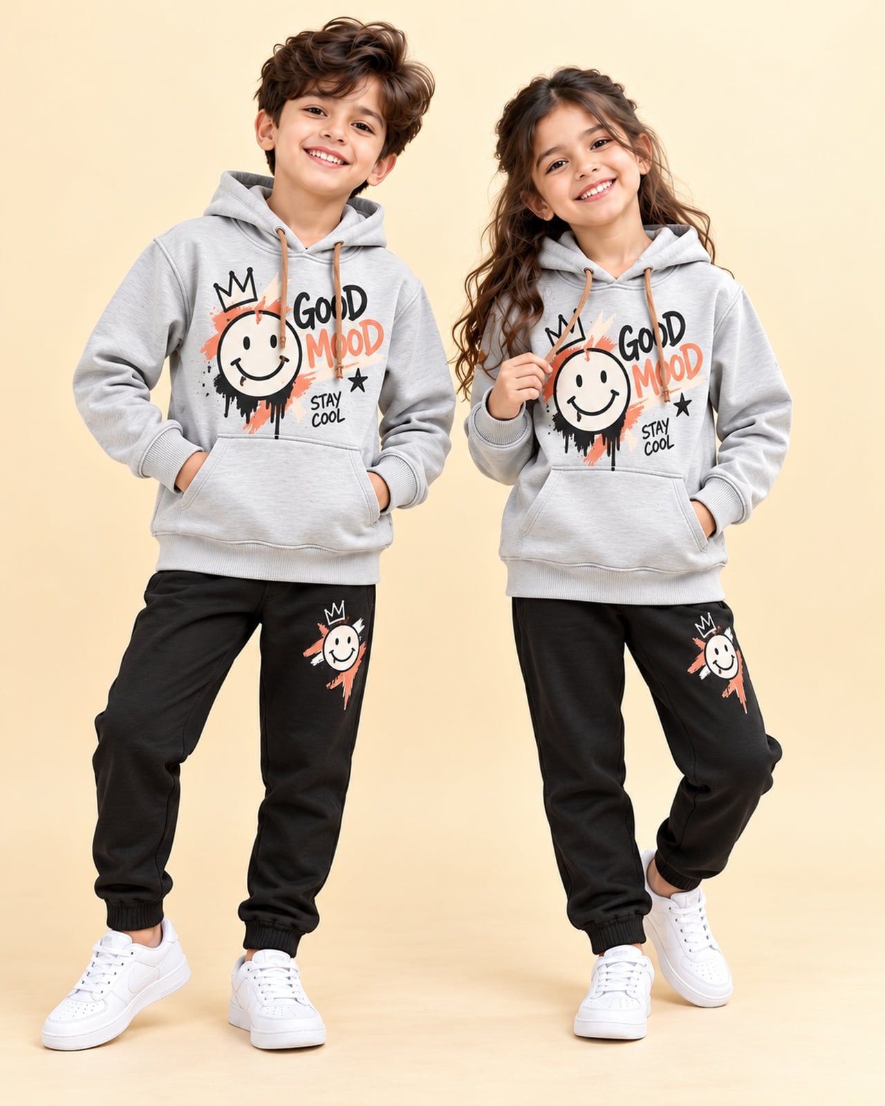 Kids Good Mood Matching Hoodie Jogger Set