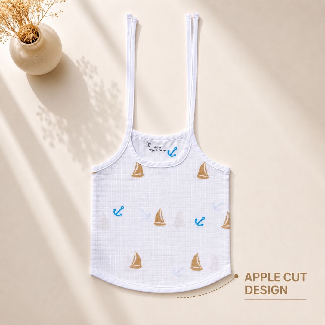 Organic Cotton Sailor Print Baby Top | 0-3 Months