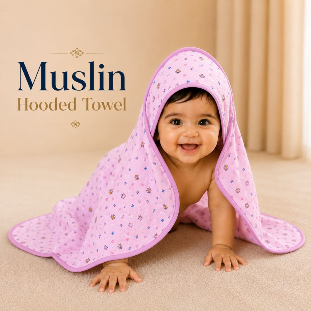 Muslin Hooded Baby Towel | Soft & Breathable Floral Towel