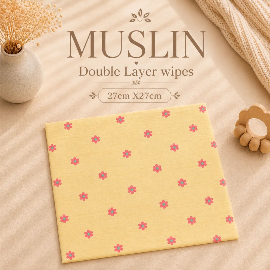 FR Double Layer Muslin Baby Wipes | Floral Print Newborn Wipes