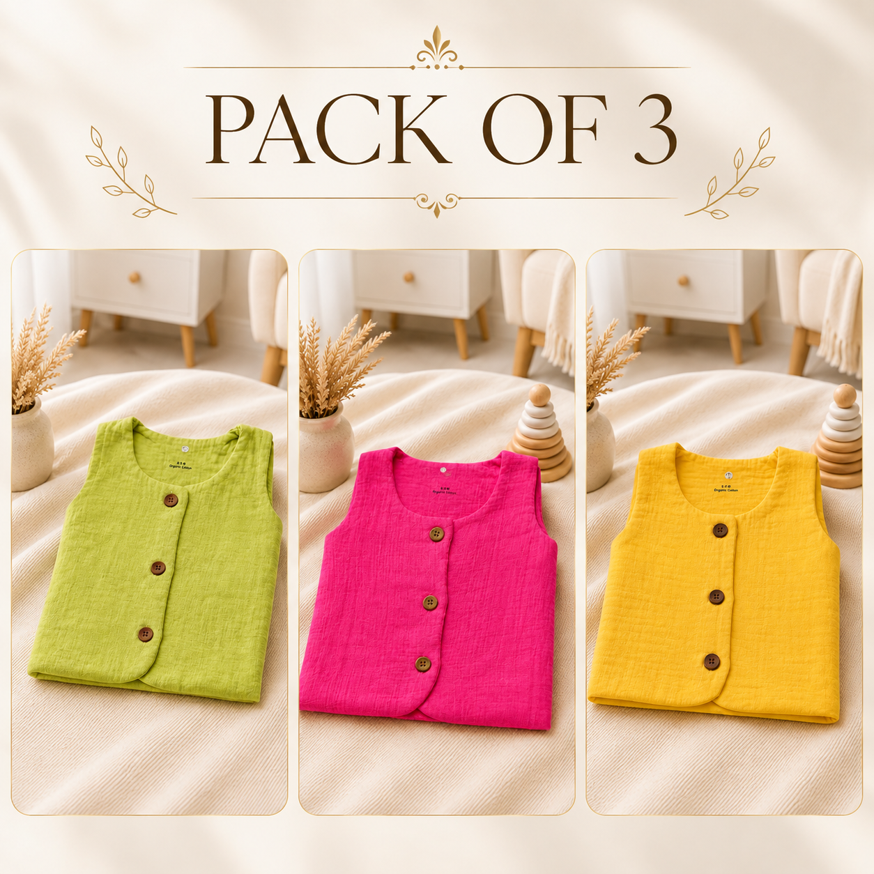 FR 2 Layer Jabla Pack of 3 | Organic Cotton Newborn Wear