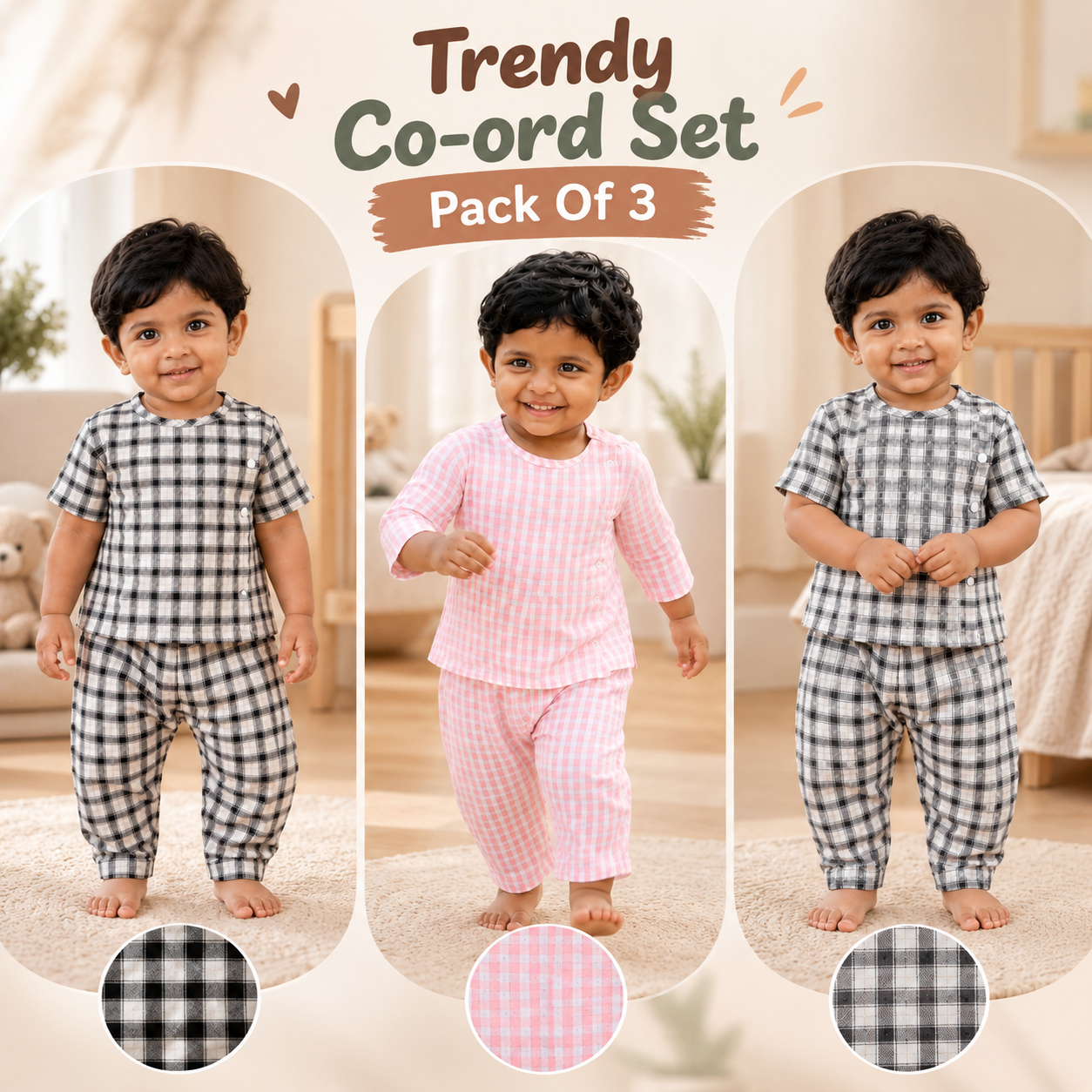 FR Trendy Co-ord Set Pack Of 3 - Newborn Clothing