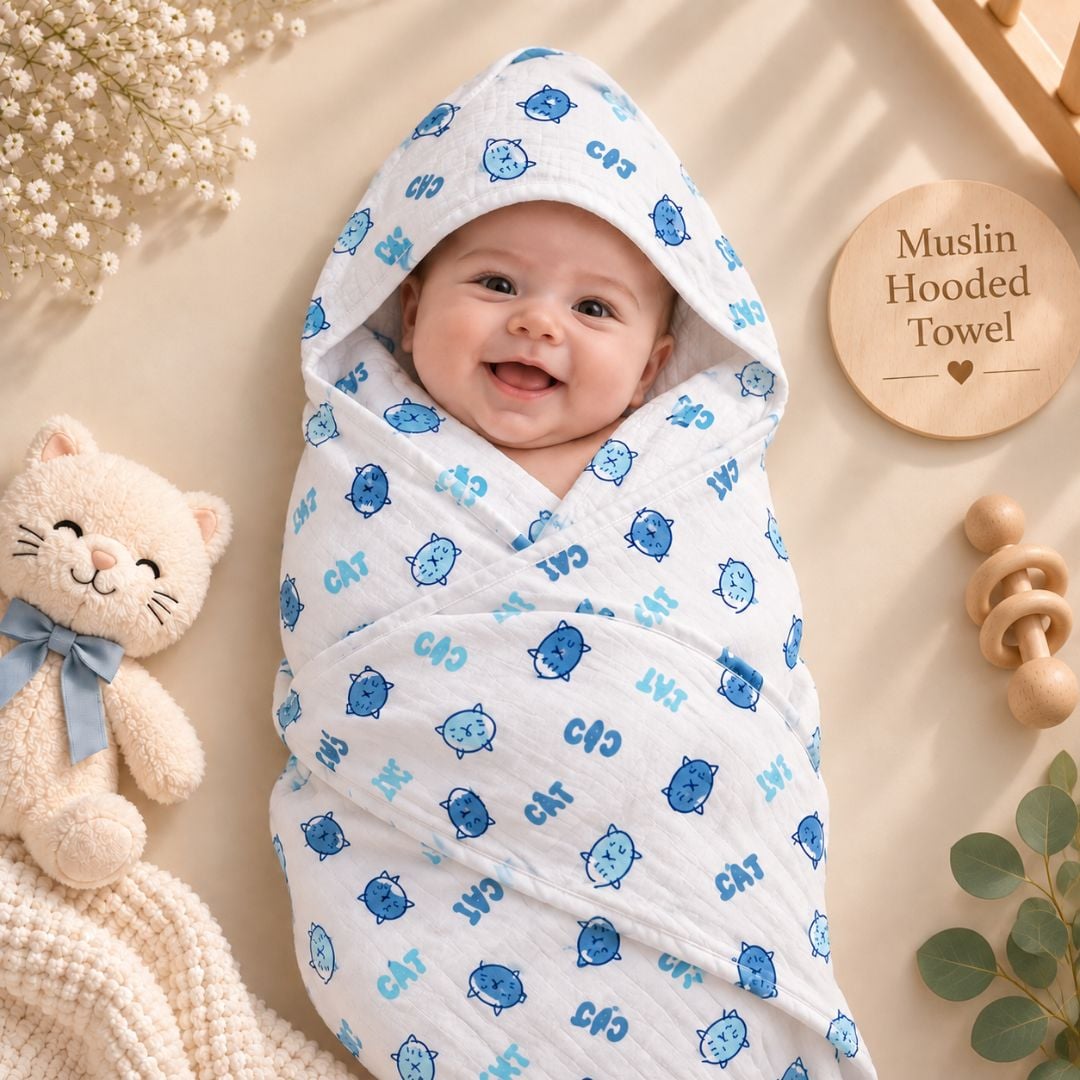 Muslin Double Layer Hooded Towel | Baby Essentials