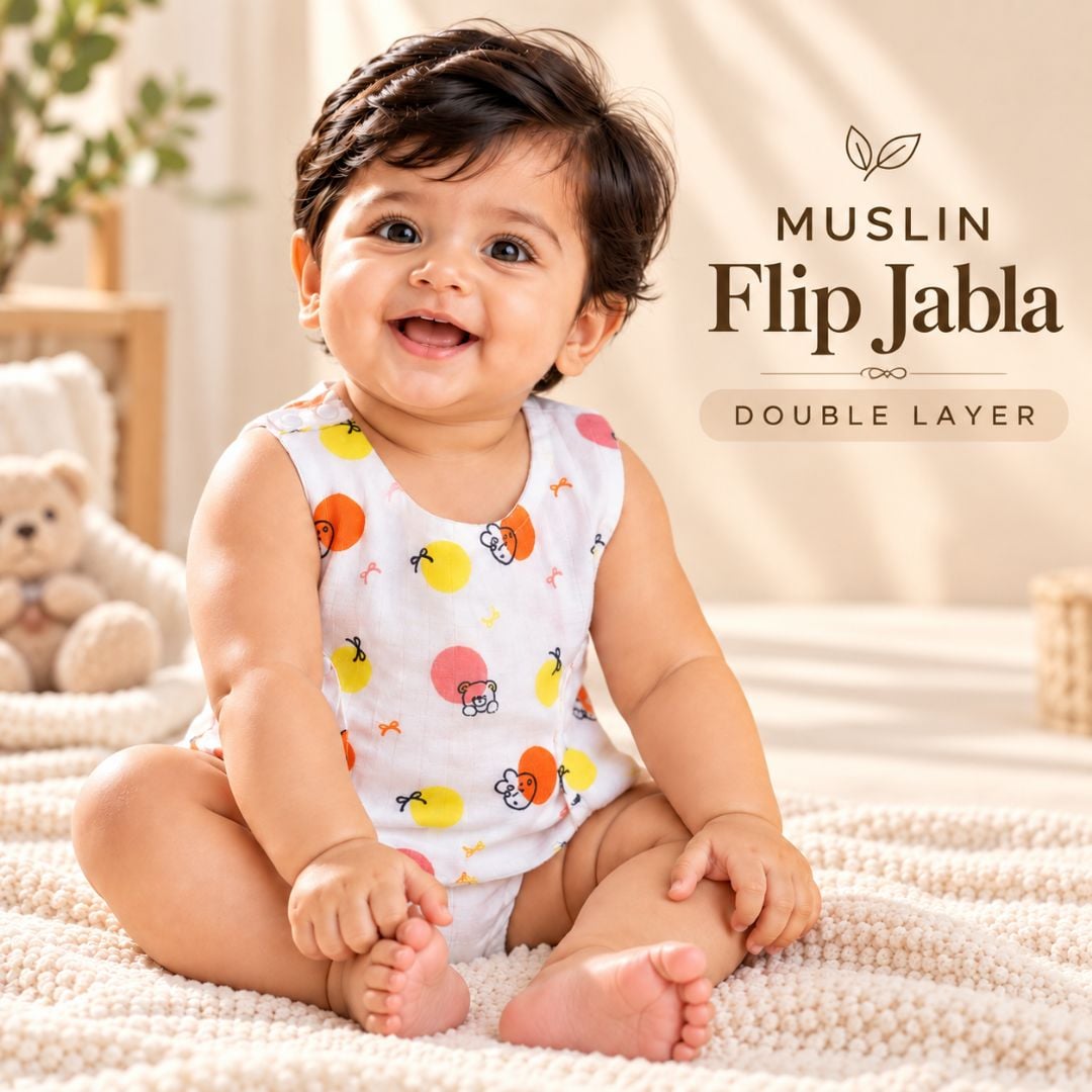 Muslin Flip Jabla For Baby's | Double Layer Baby Jabla