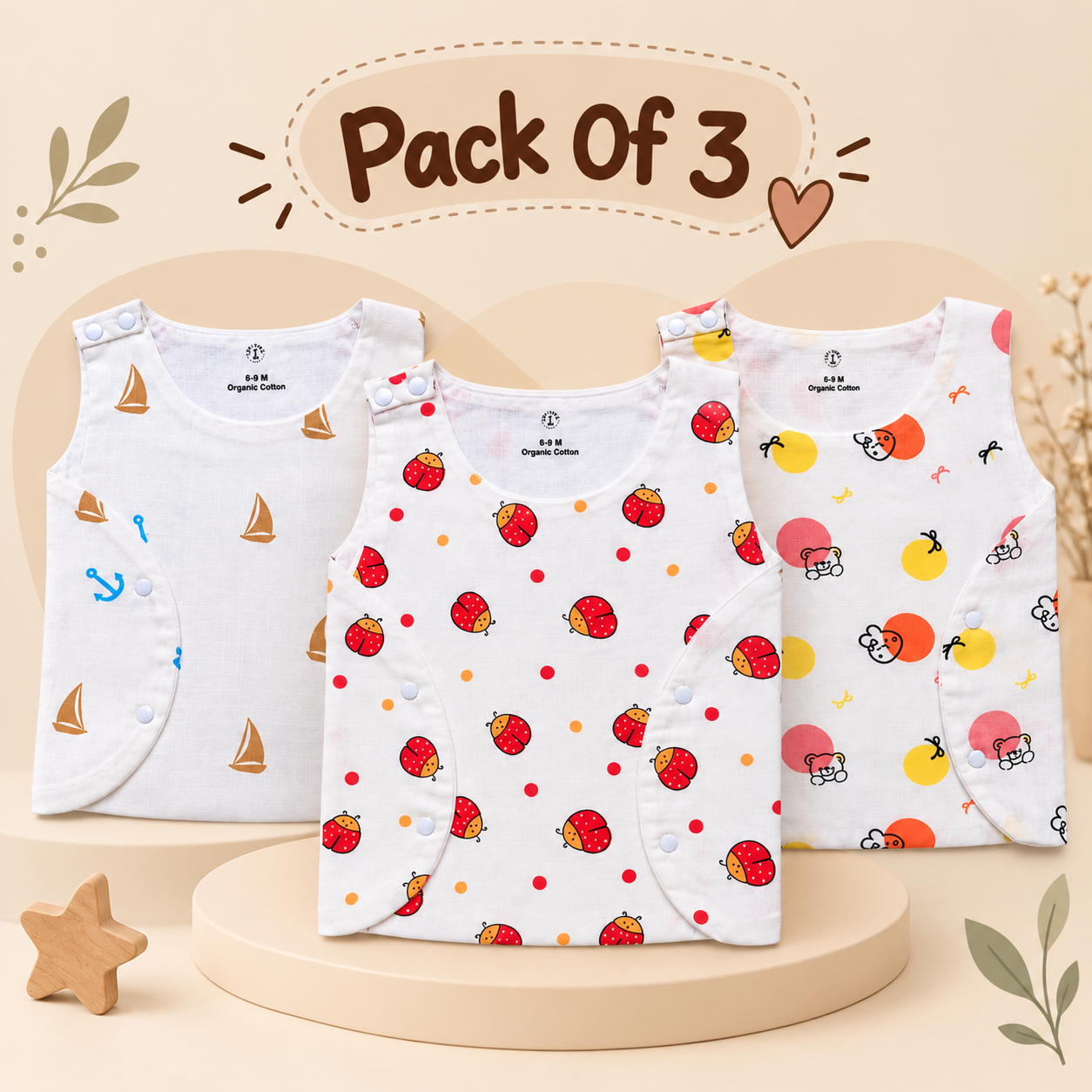 Muslin Flip Jabla Pack Of 3 - Organic Cotton Baby Wear