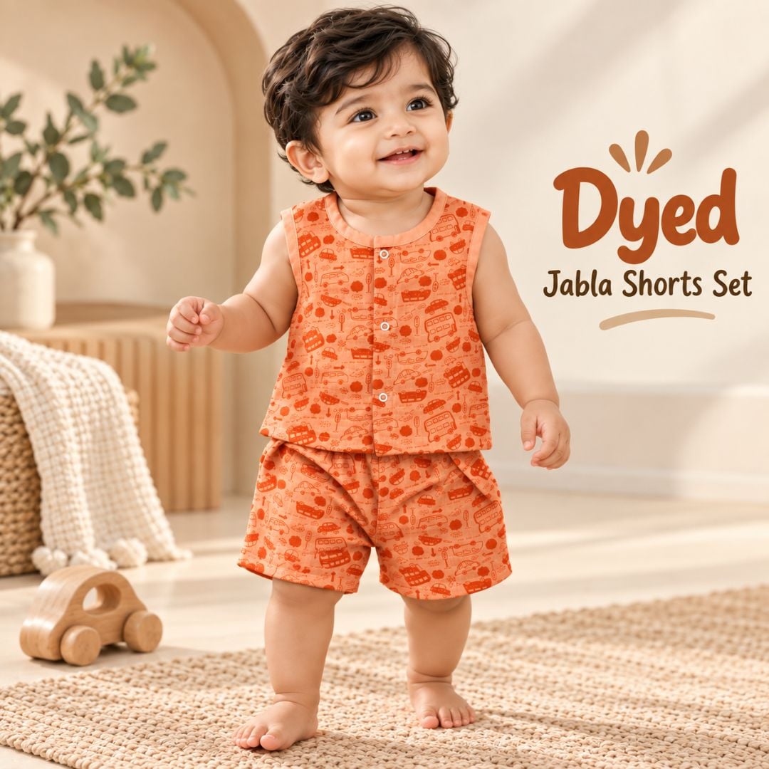 Dyed Muslin Jabla Shorts Set | Soft Baby Co-Ord