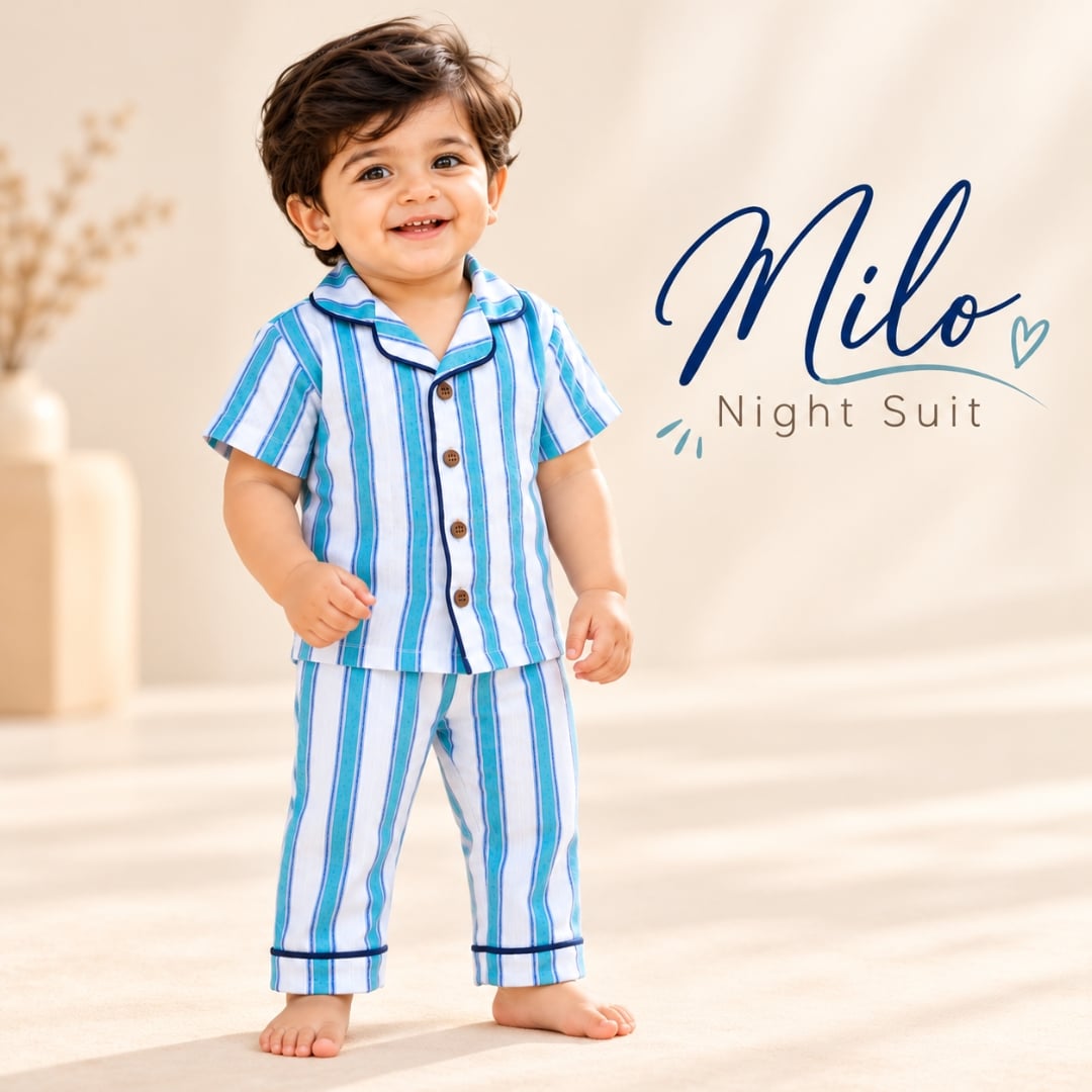 Muslin Milo Striped Night Suit for Toddlers
