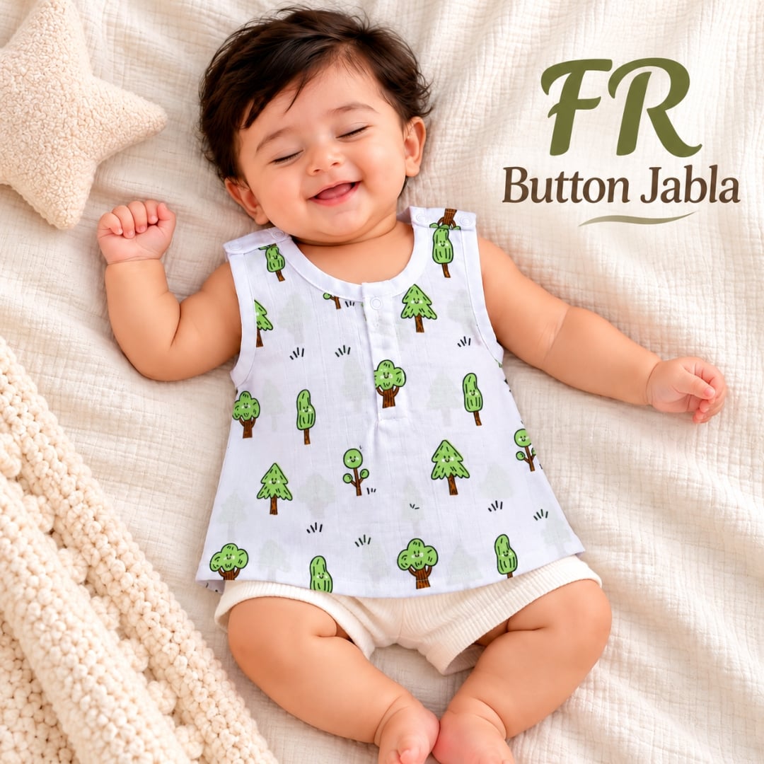 Muslin Six Snap Button Jabla | Organic Baby Top