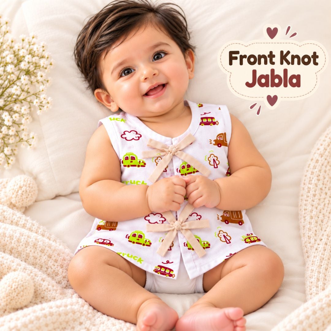Muslin Front Knot Jabla Top | Soft Baby Wear