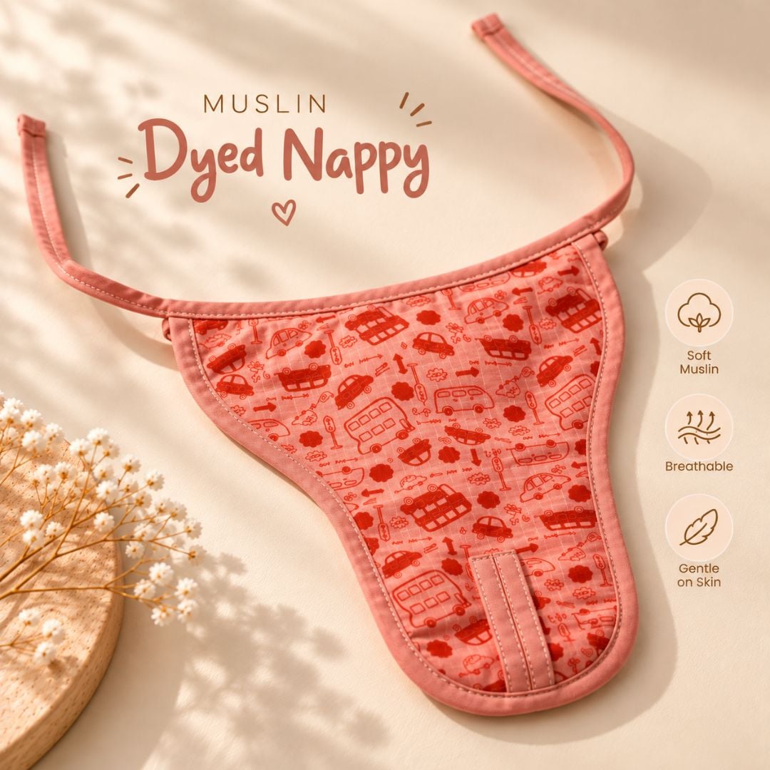 Muslin Dyed Baby Nappy | Soft Breathable Reusable Nappy